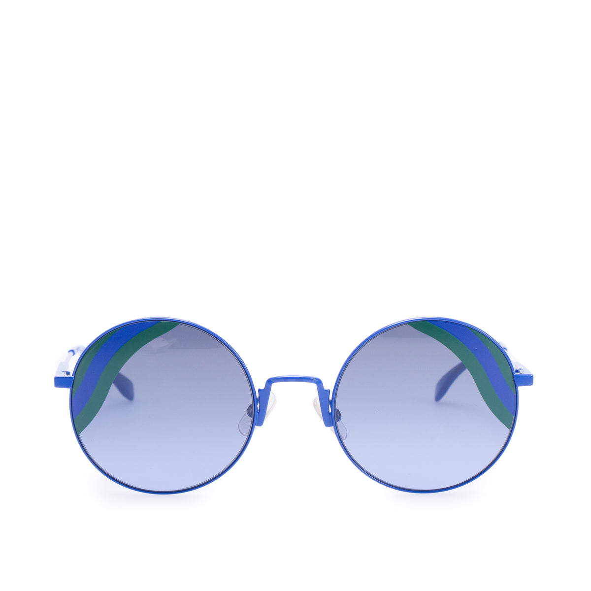 Fendi FF0248/S Blue Metal Frame Wave Accent Round Sunglasses w/ Pouch