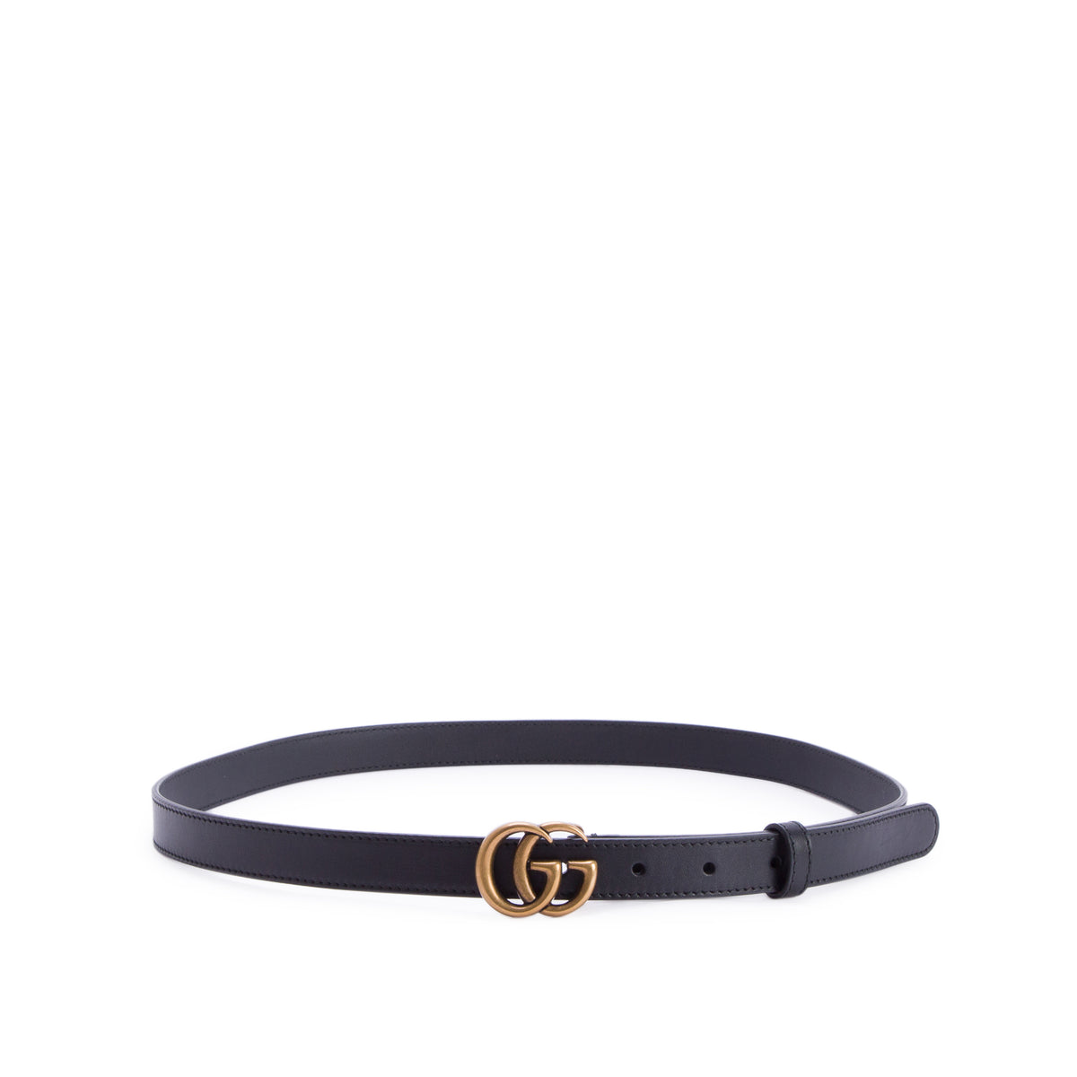 Gucci Black Leather GG Marmont Thin Belt, 90 36