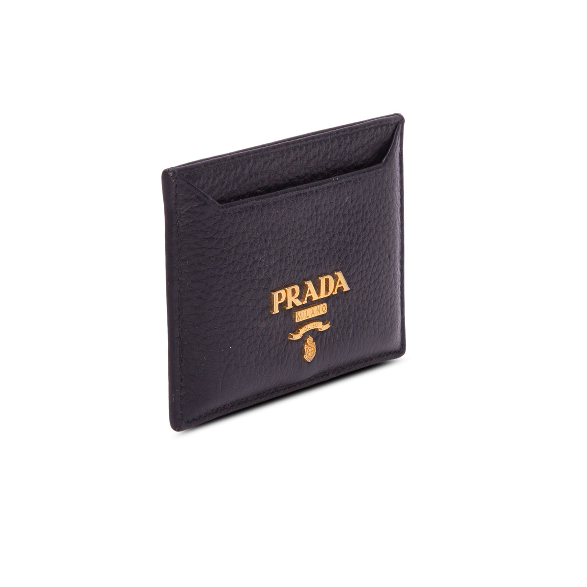 Prada Black Vitello Grain Leather Card Holder w/ Box & Authenticity Card