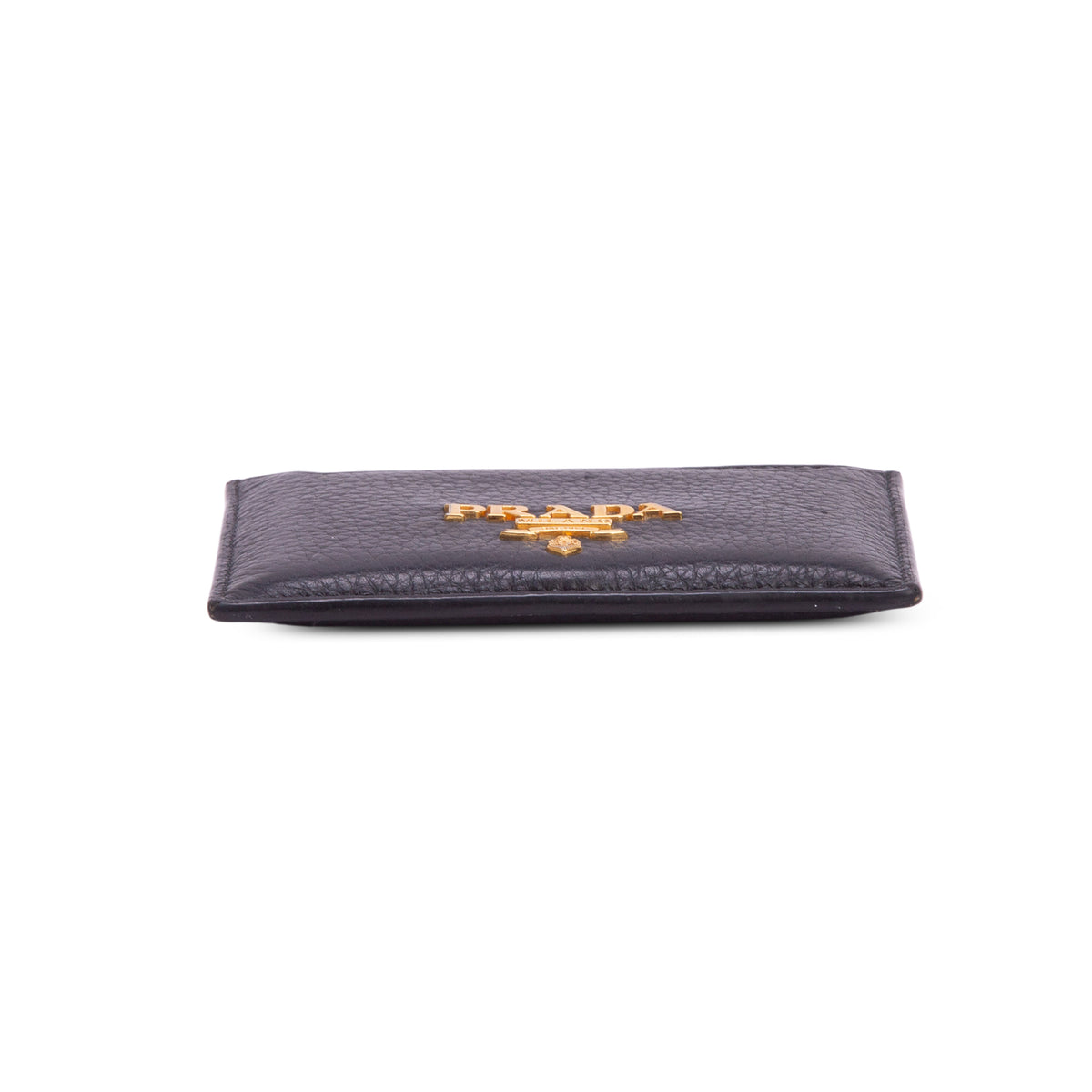 Prada Black Vitello Grain Leather Card Holder w/ Box & Authenticity Card