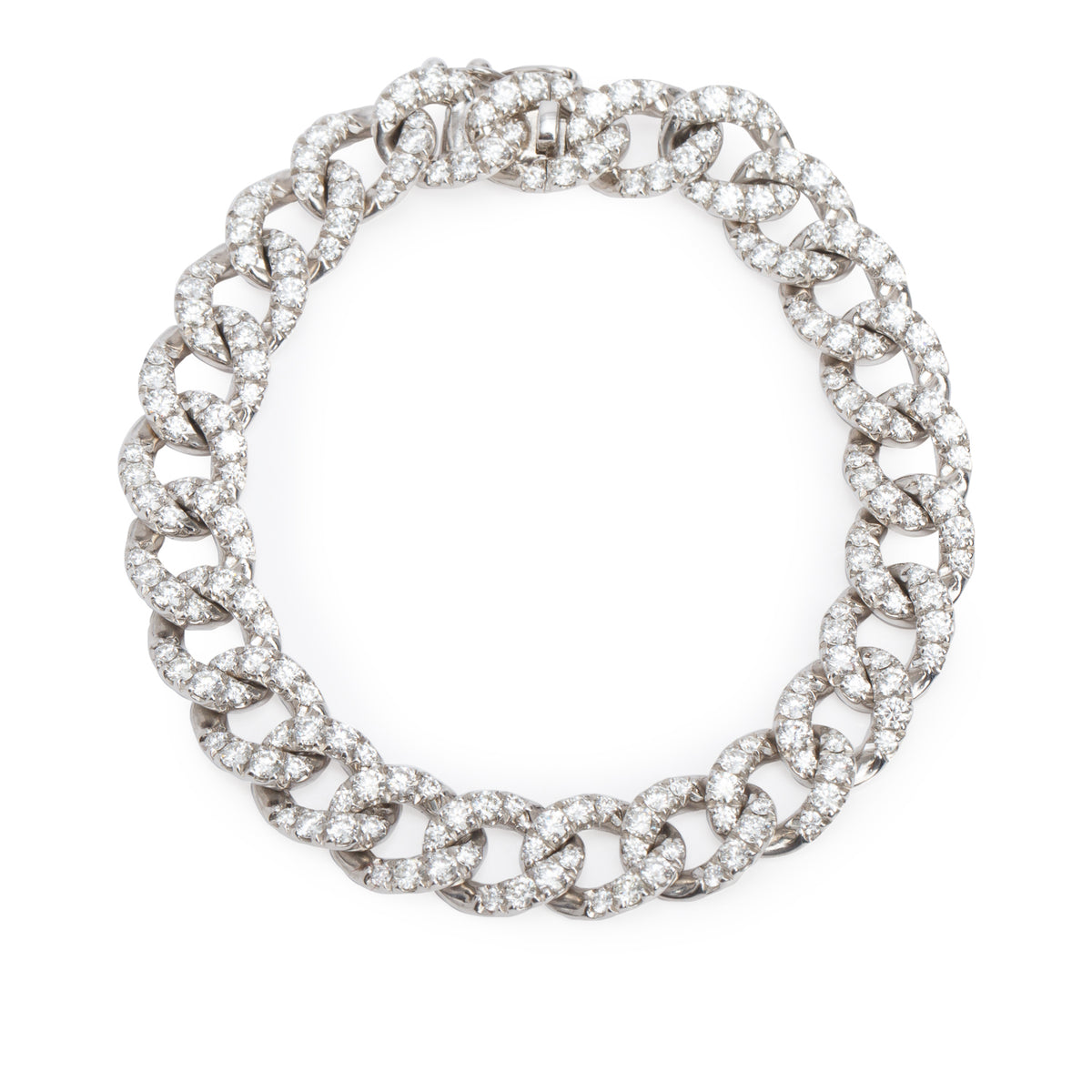 18k White Gold 6.55 tcw. Pave Diamond Link Bracelet