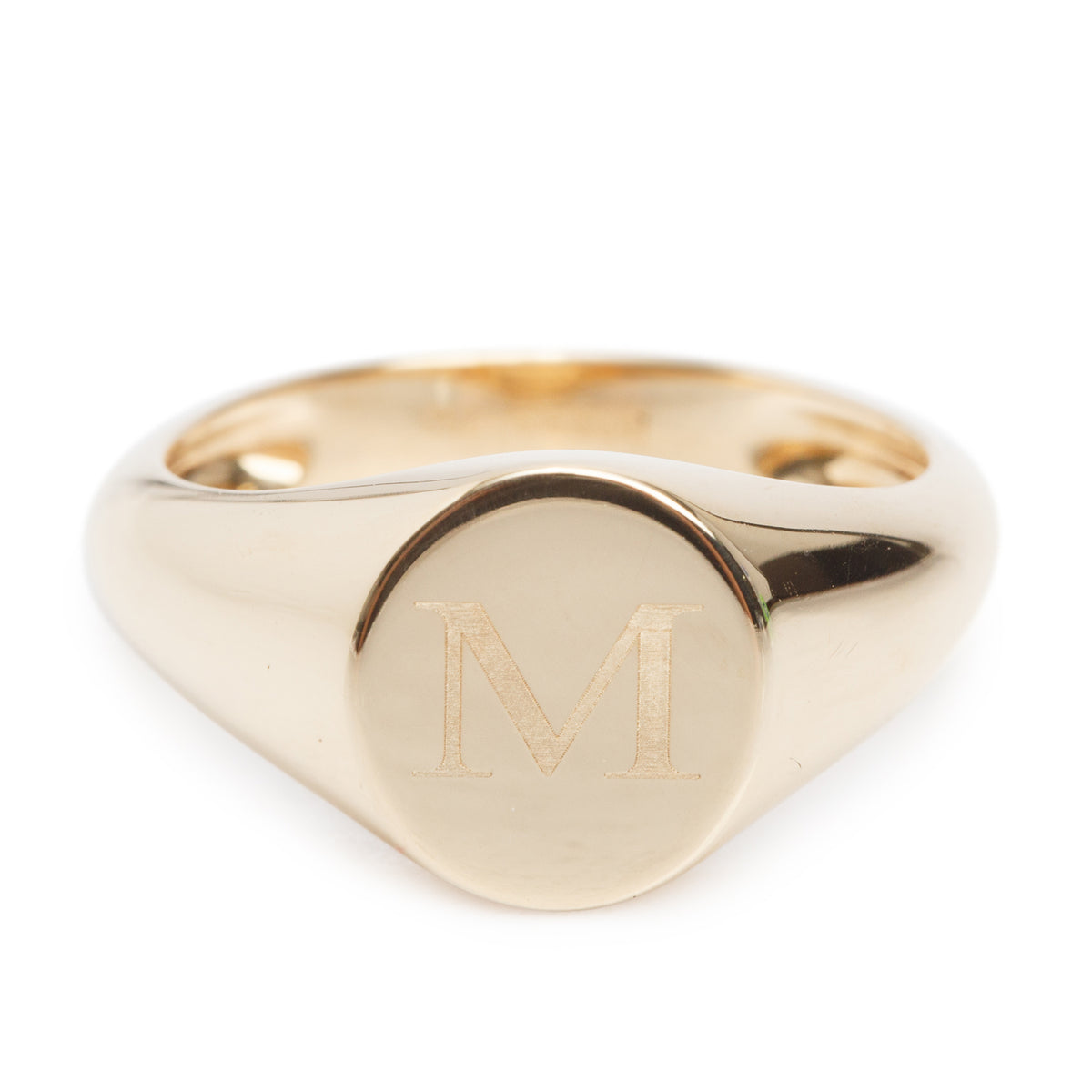 Birks 18k Yellow Gold Initial Letter 'M' Signet Ring, Size 7