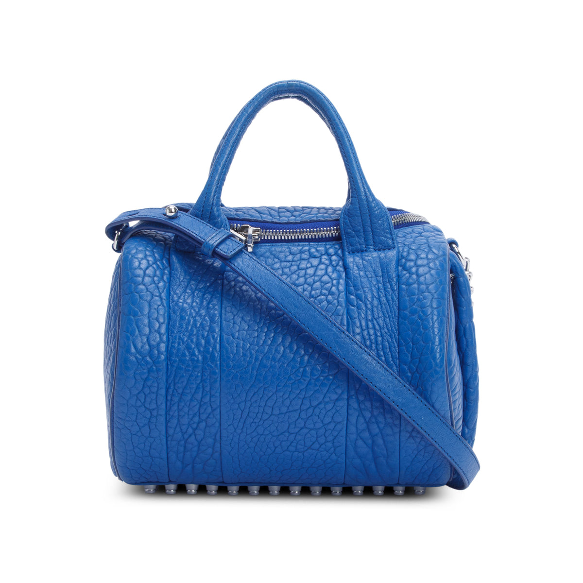 Alexander Wang Blue Grained Calfskin Leather Rocco Shoulder Bag w/ Strap