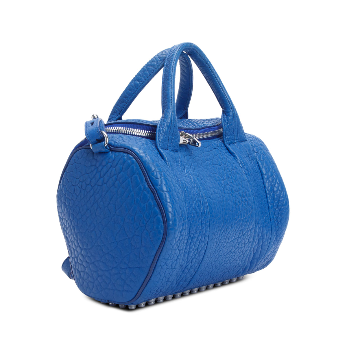 Alexander Wang Blue Grained Calfskin Leather Rocco Shoulder Bag w/ Strap