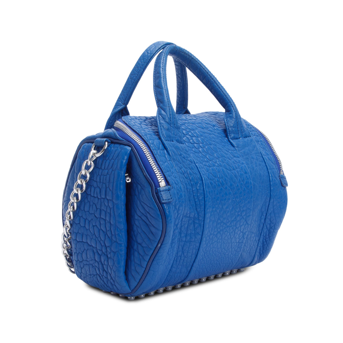 Alexander Wang Blue Grained Calfskin Leather Rocco Shoulder Bag w/ Strap