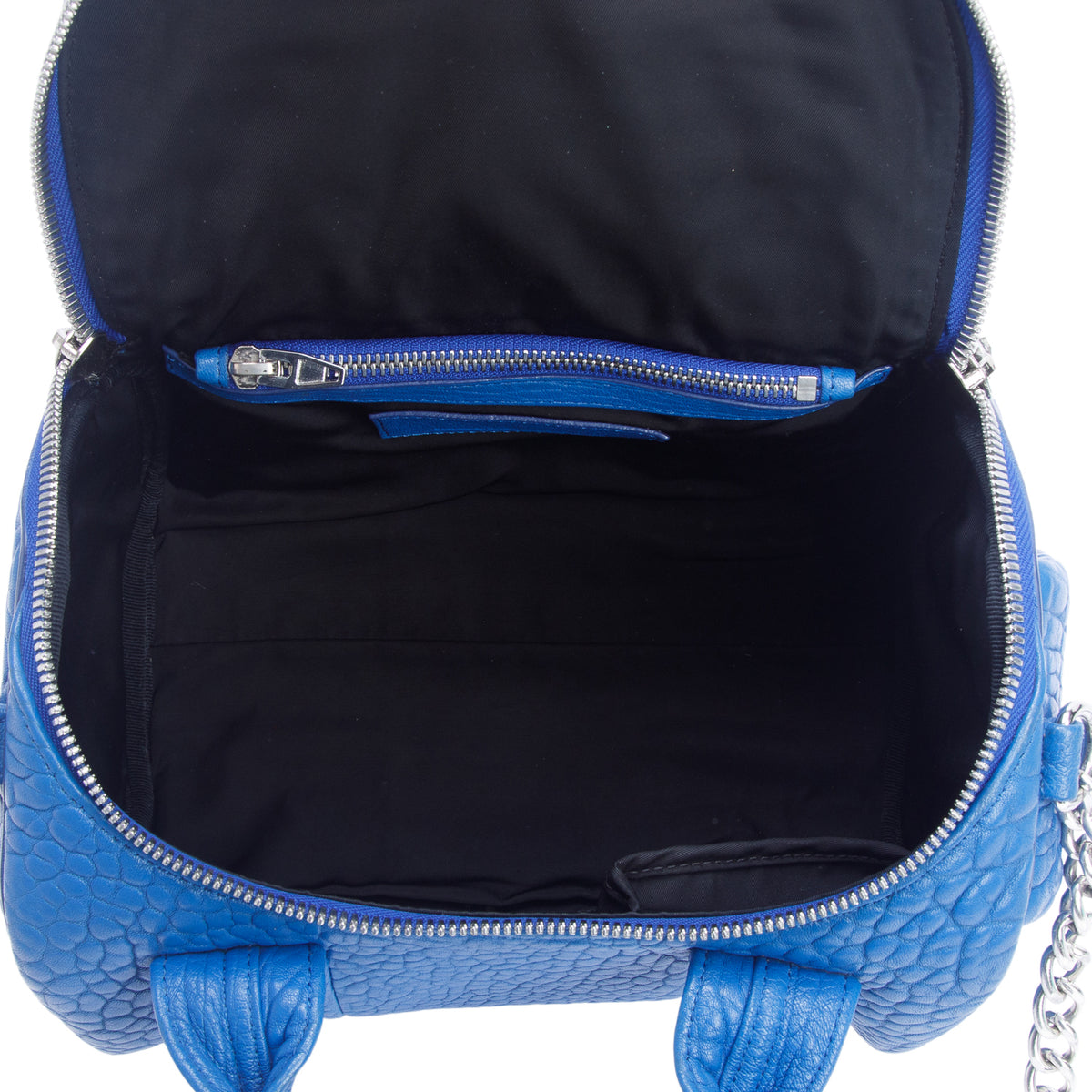 Alexander Wang Blue Grained Calfskin Leather Rocco Shoulder Bag w/ Strap