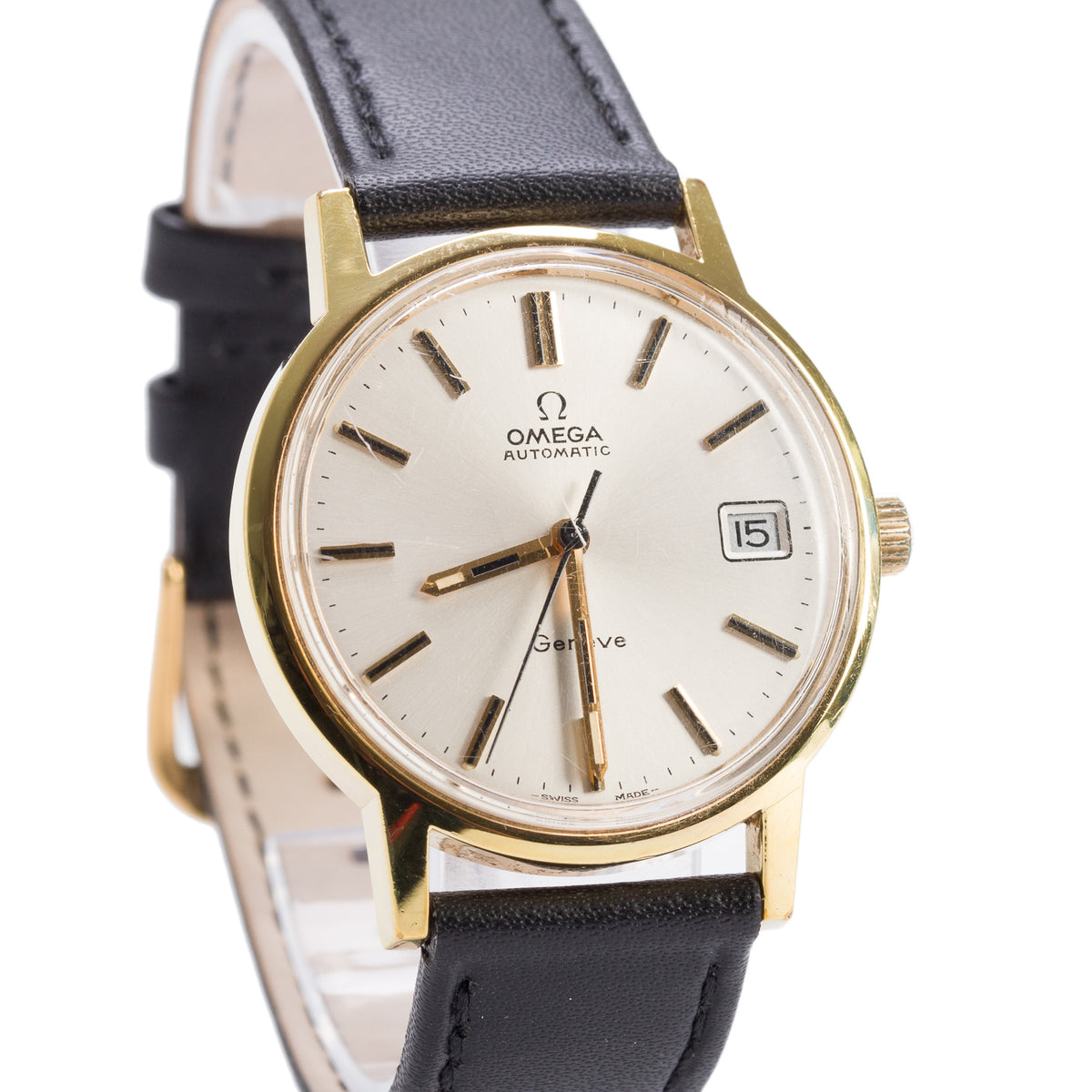 Omega Vintage Gold-Plated Stainless Steel Geneve 35 MM Automatic Watch Silver Dial
