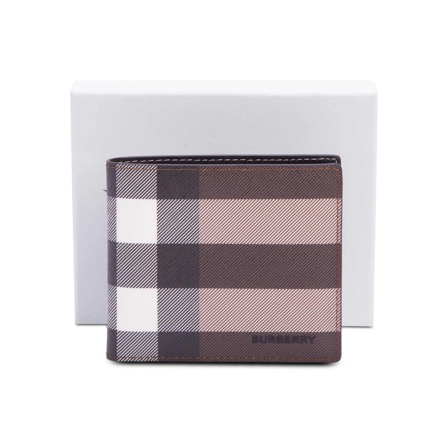 Burberry Brown Check Canvas Bi-Fold Wallet w/ Box