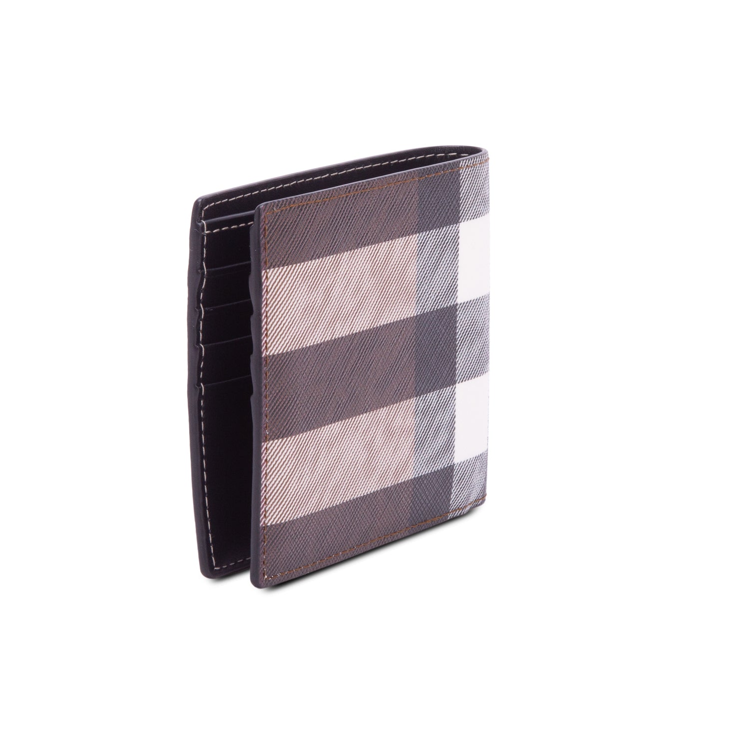 Burberry Brown Check Canvas Bi-Fold Wallet w/ Box
