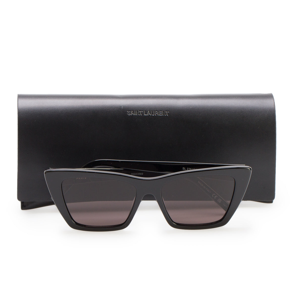 Saint Laurent SL 276 Black Acetate Mica Cat Eye Sunglasses w/ Case