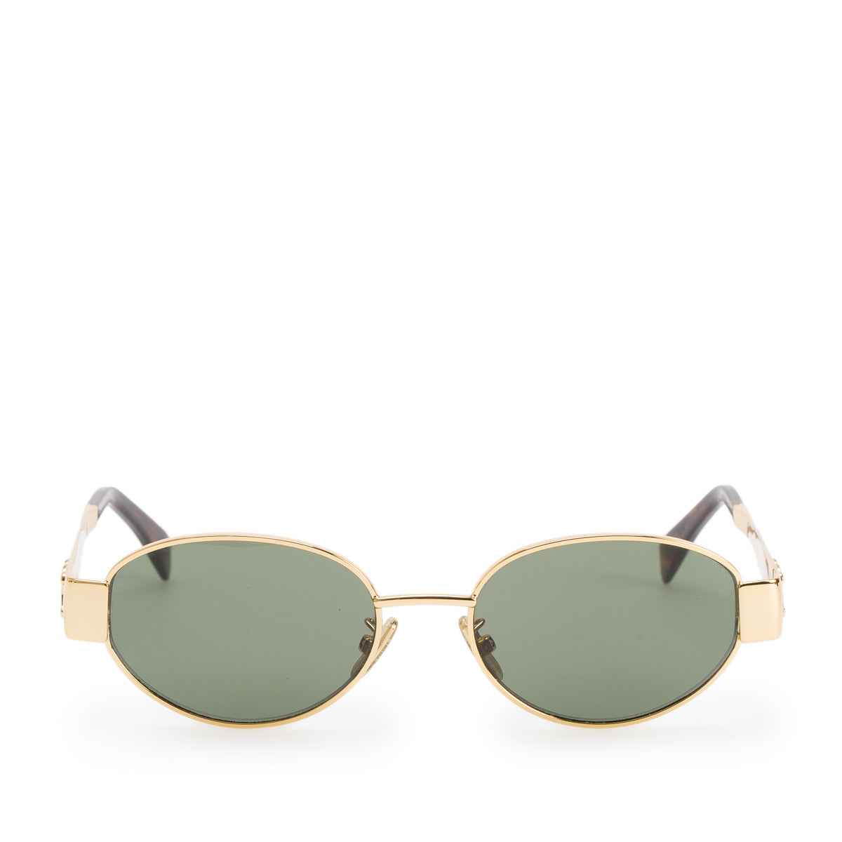 Celine CL40235U Gold Metal Oval Triomphe Sunglasses w/ Case & Pouch