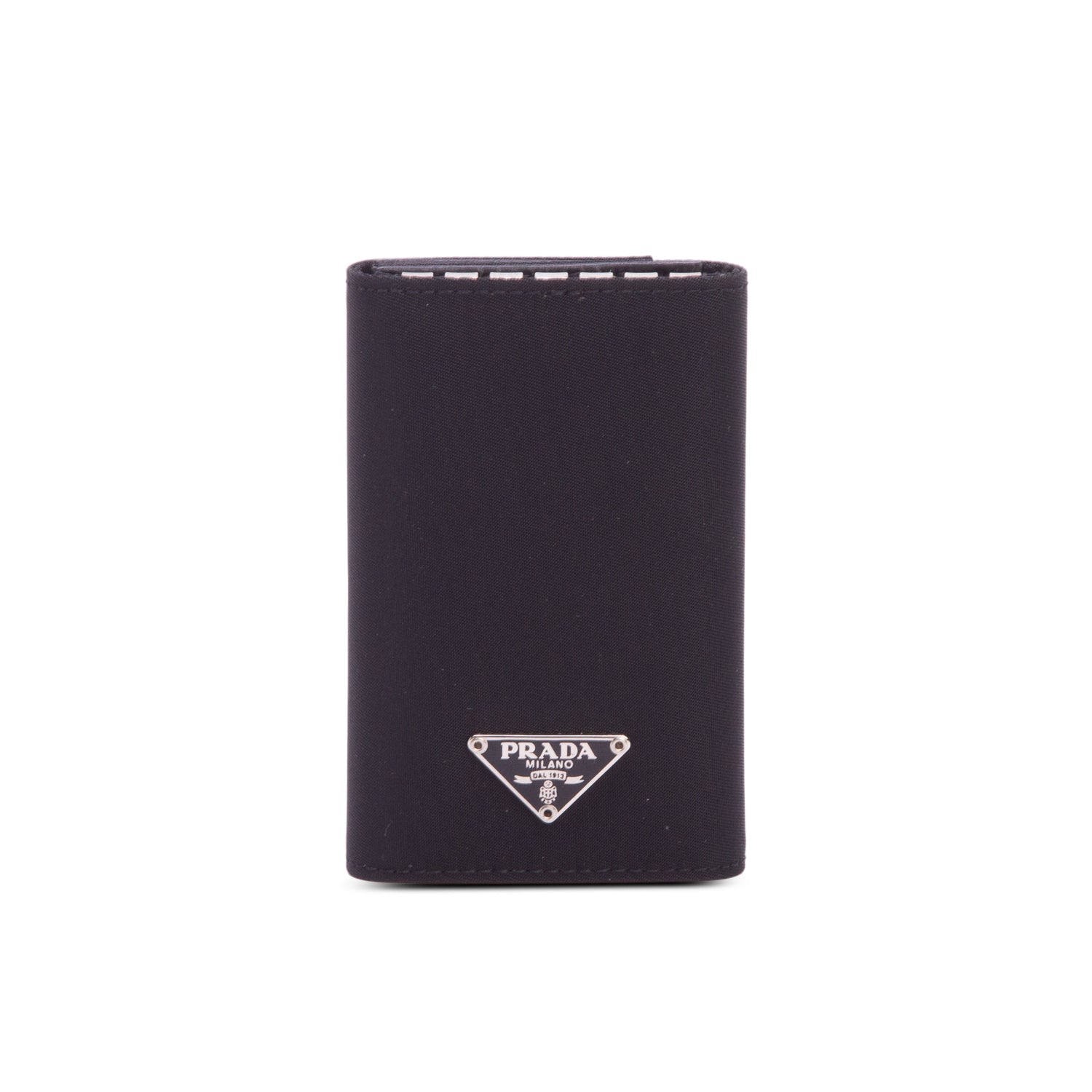 Prada Black Tessuto Nylon 6 Key Holder w/ Box