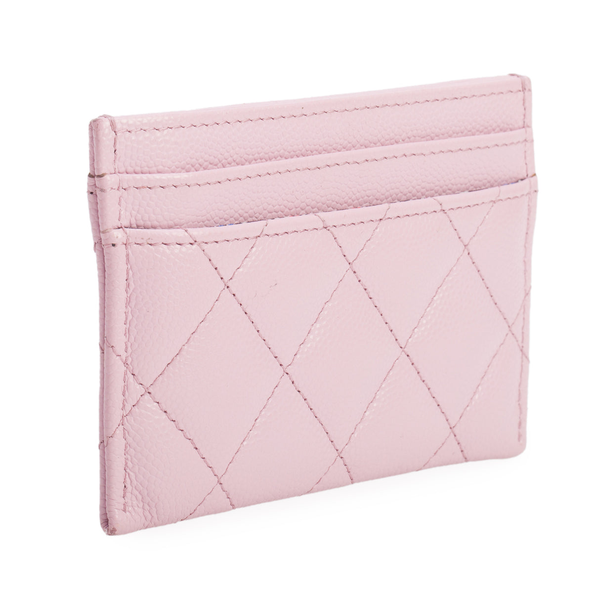 Chanel Pink Quilted Caviar Card Holder w/ Box
