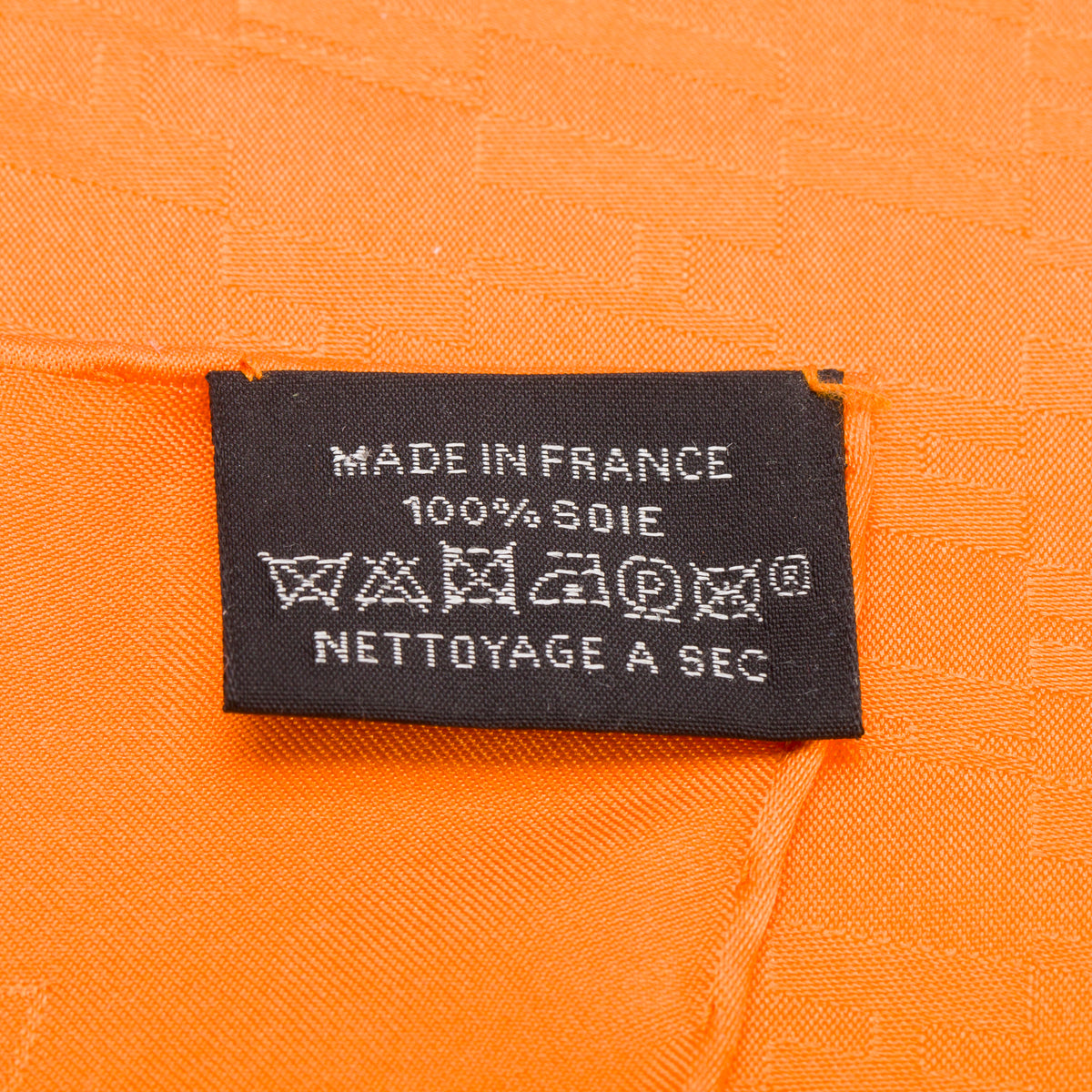 Hermes Orange 'Faconnee Grand H' Pocket Square Silk Scarf 45