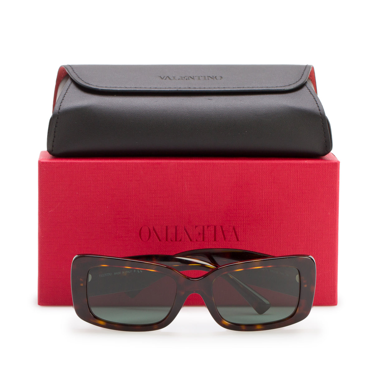 Valentino VA 4108 Havana Acetate V Logo Cat-Eye Sunglasses w/ Box & Case