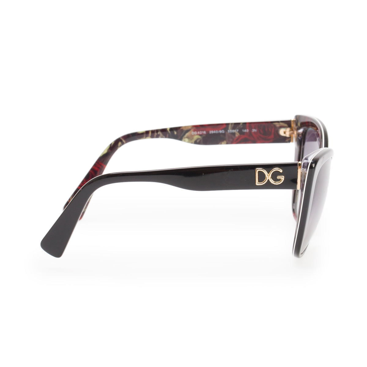 Dolce & Gabbana DG4216 Black Flower Print Acetate Butterfly Sunglasses w/ Case