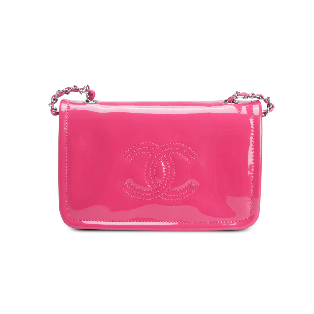 Chanel Pink Patent Leather Lipstick Flap