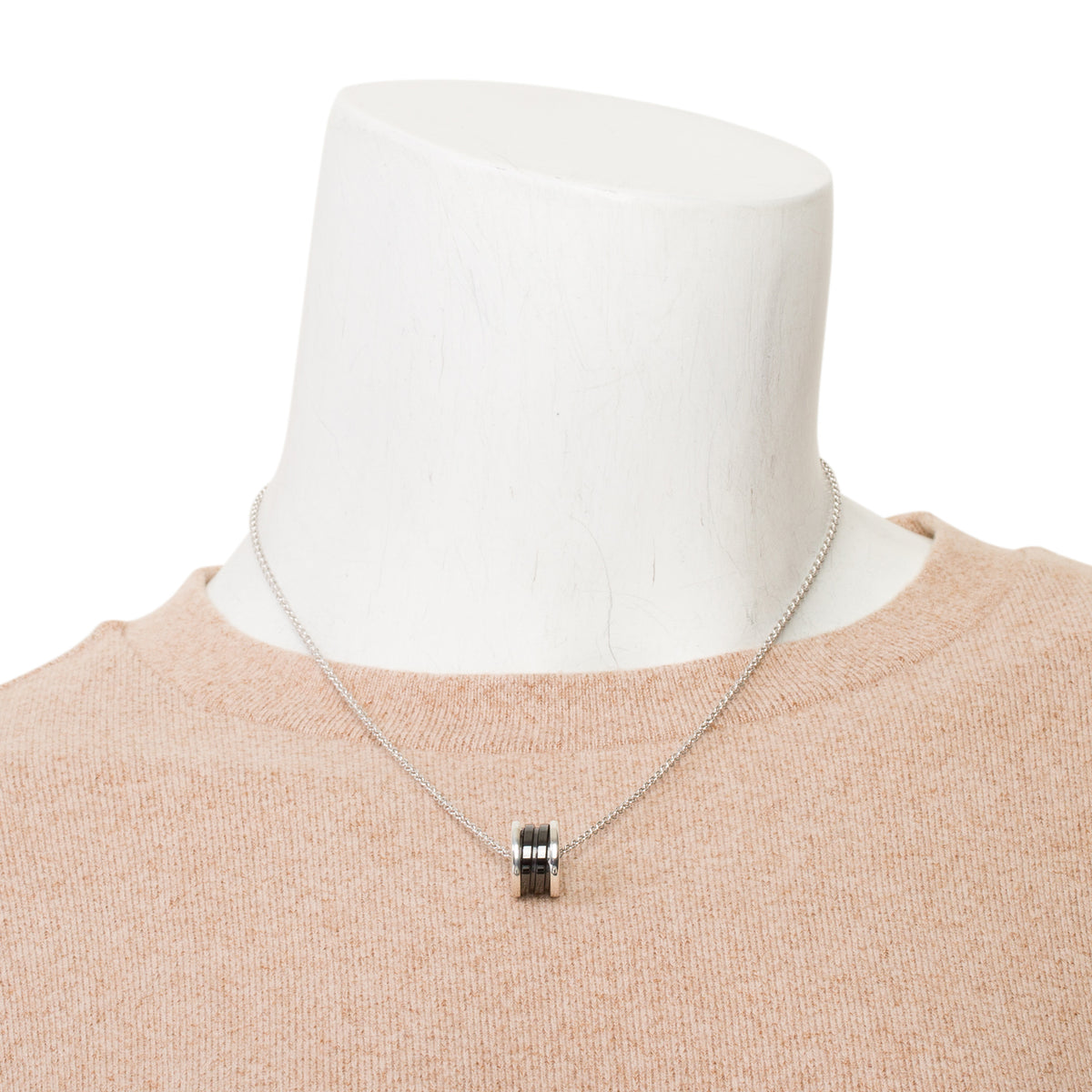BVLGARI Sterling Silver & Black Ceramic Save The Children Pendant Necklace w/ Box & Certificate