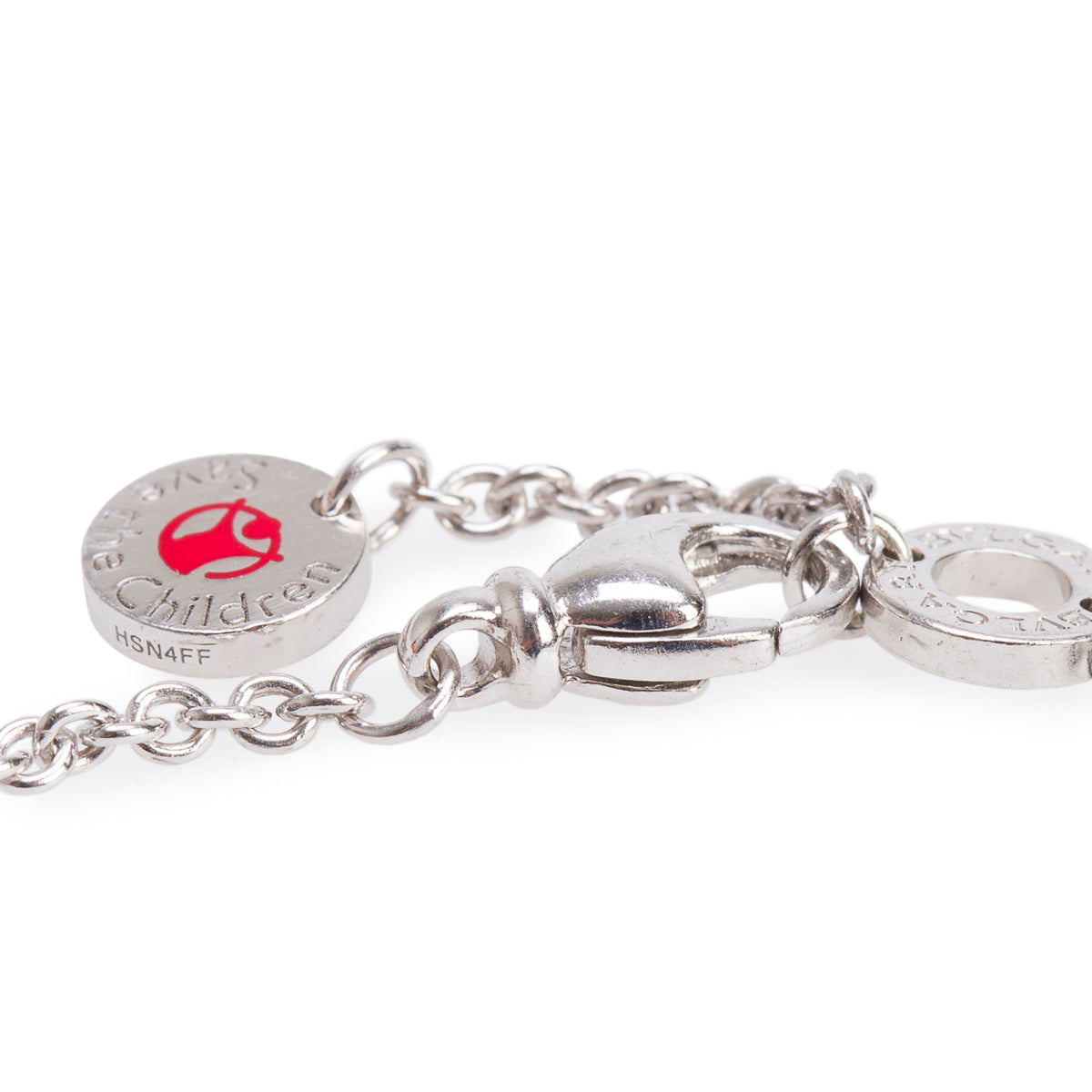BVLGARI Sterling Silver & Black Ceramic Save The Children Bracelet w/ Box & Certificate