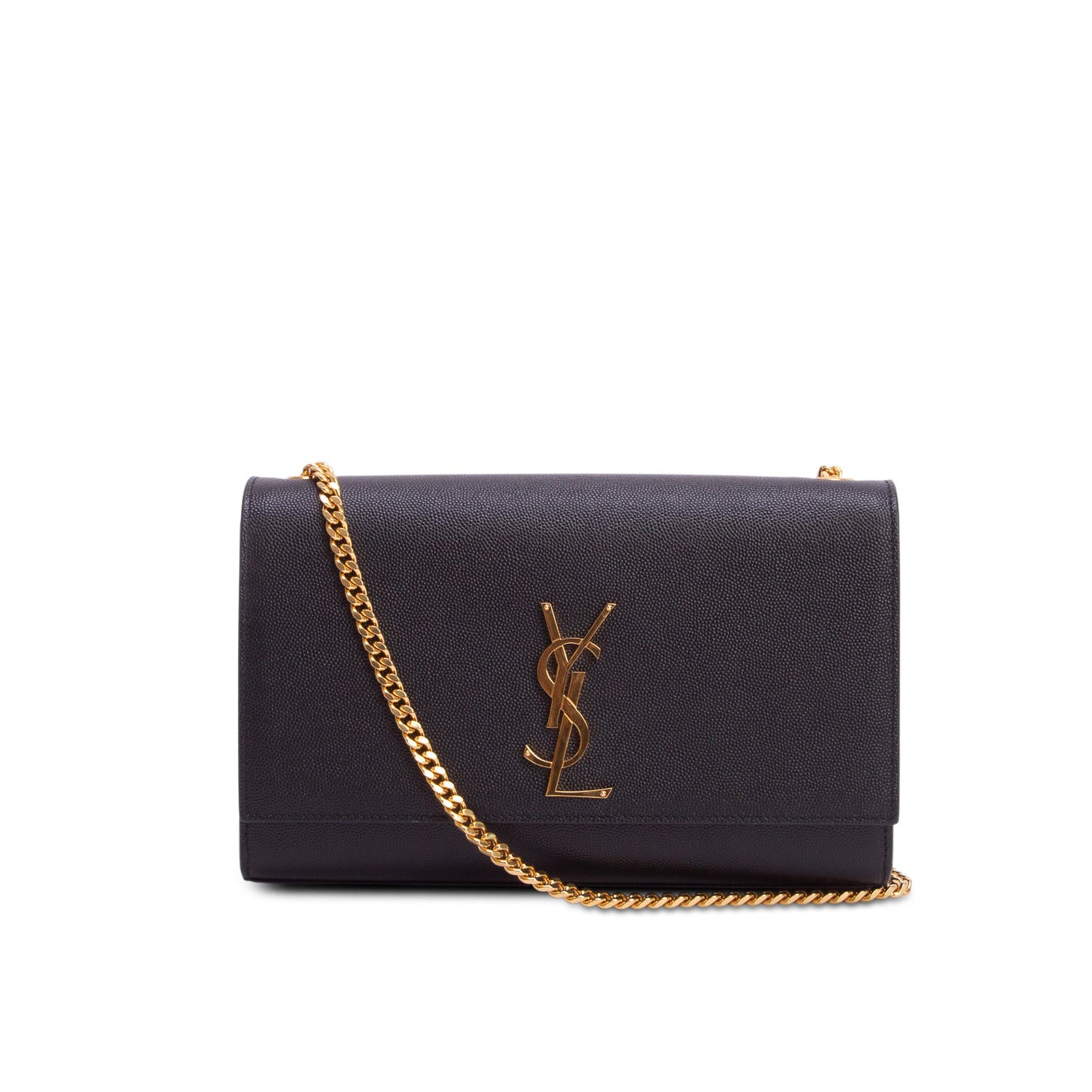 Saint Laurent 2023 Black Grain De Poudre Medium Kate Bag w/ Receipt