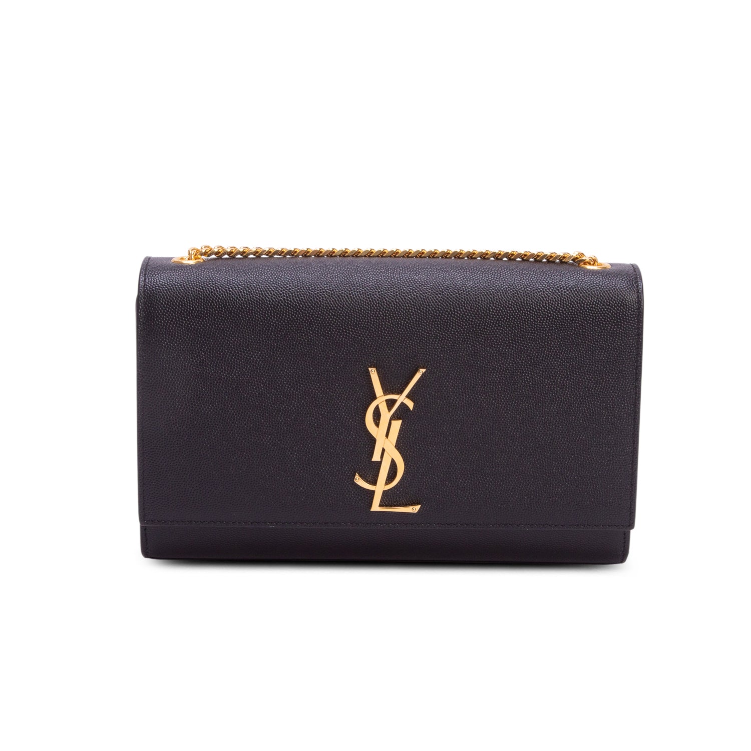 Saint Laurent 2023 Black Grain De Poudre Medium Kate Bag w/ Receipt