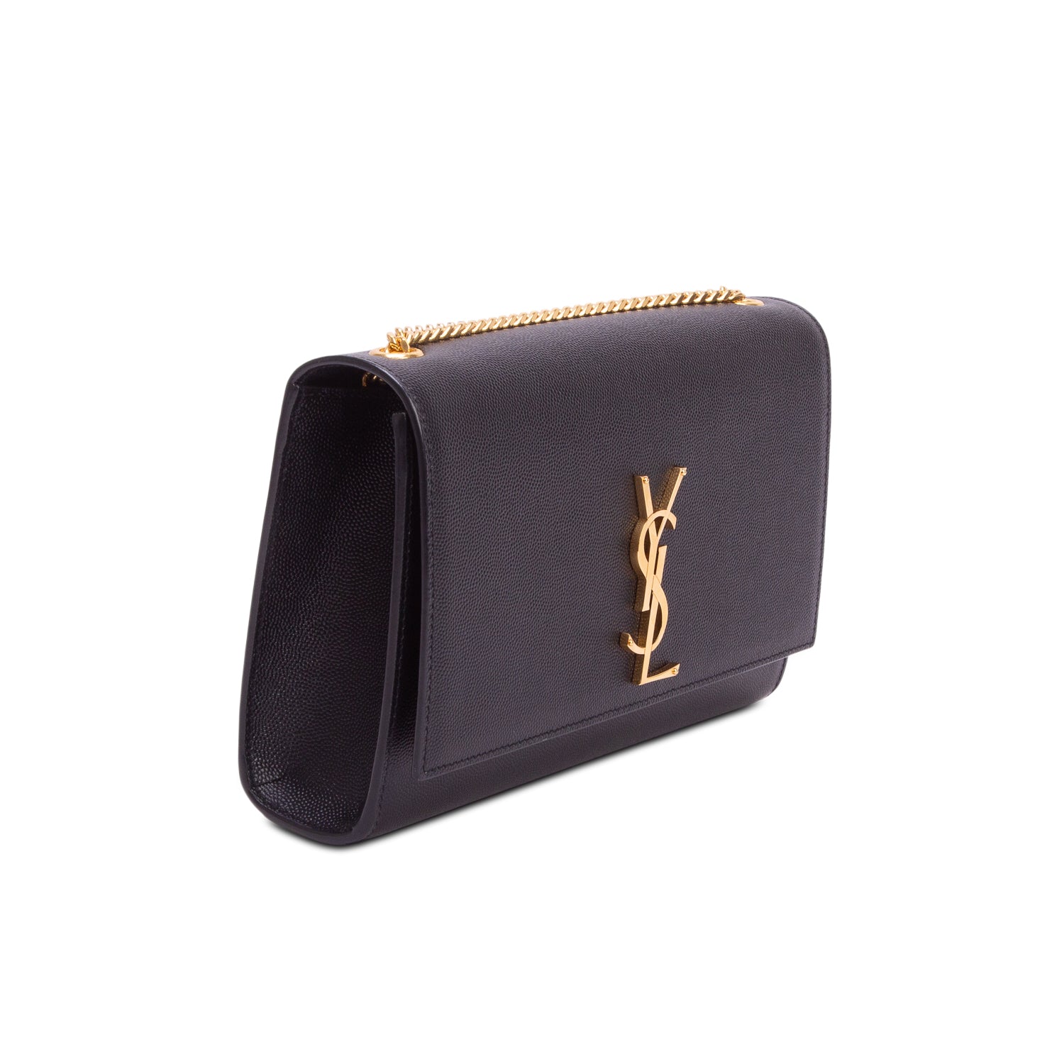 Saint Laurent 2023 Black Grain De Poudre Medium Kate Bag w/ Receipt