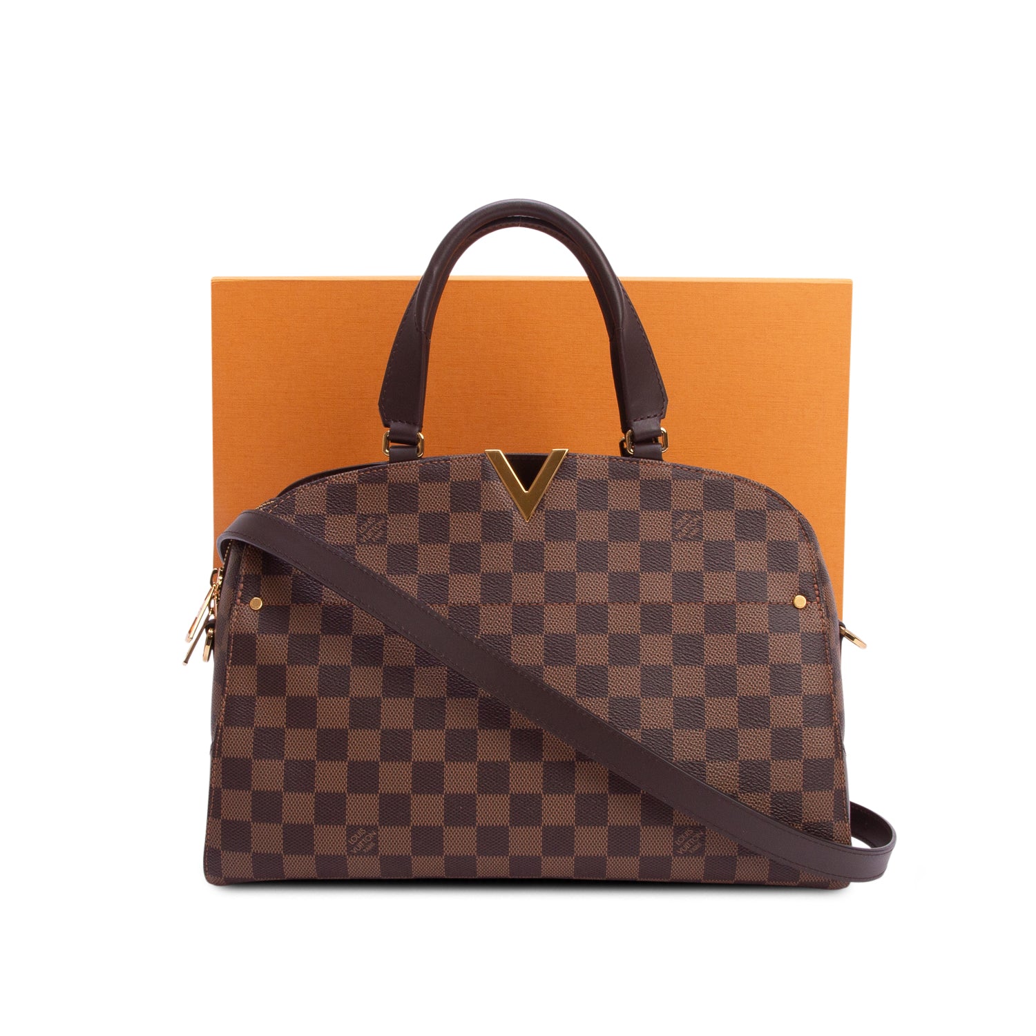 Louis Vuitton Damier Ebene Kensington Bowling Bag w/ Box & Strap