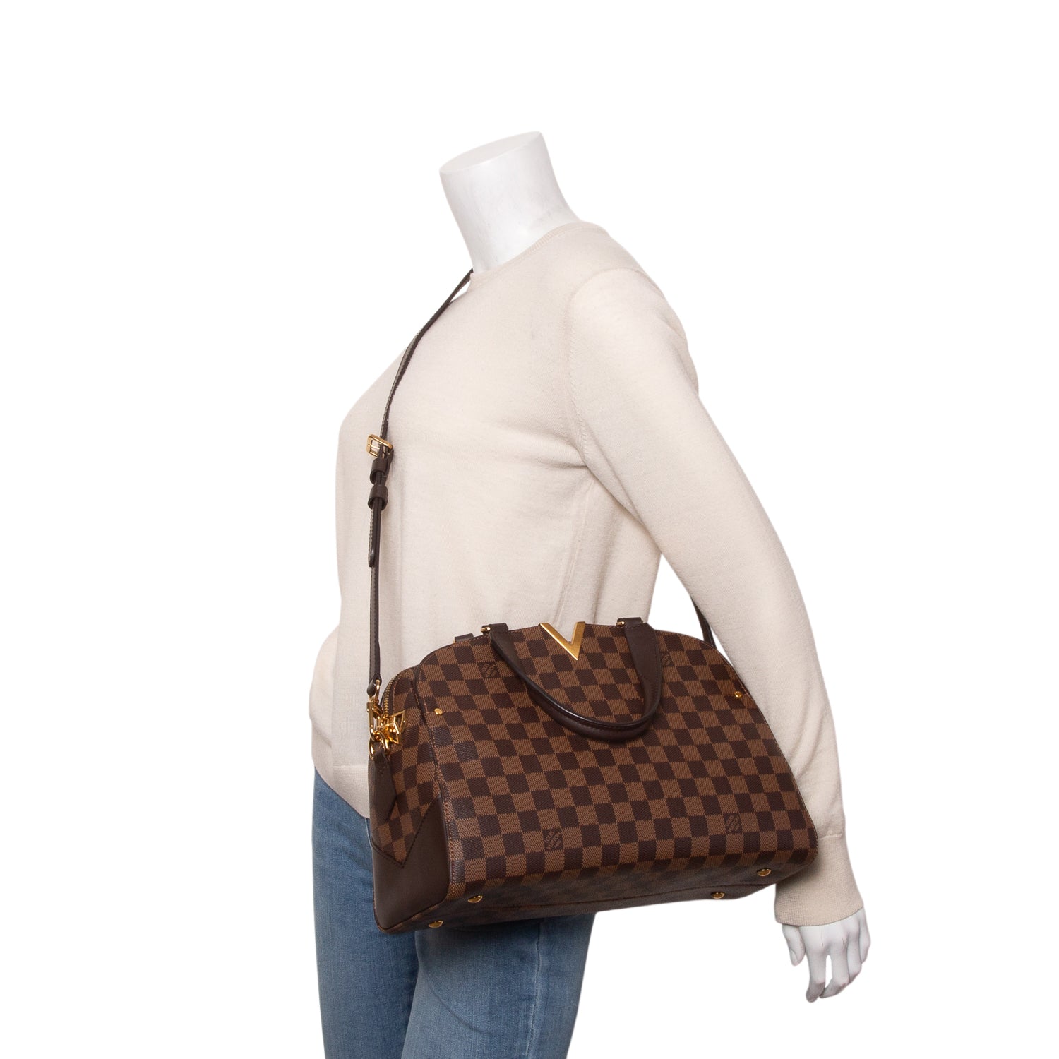 Louis Vuitton Damier Ebene Kensington Bowling Bag w/ Box & Strap