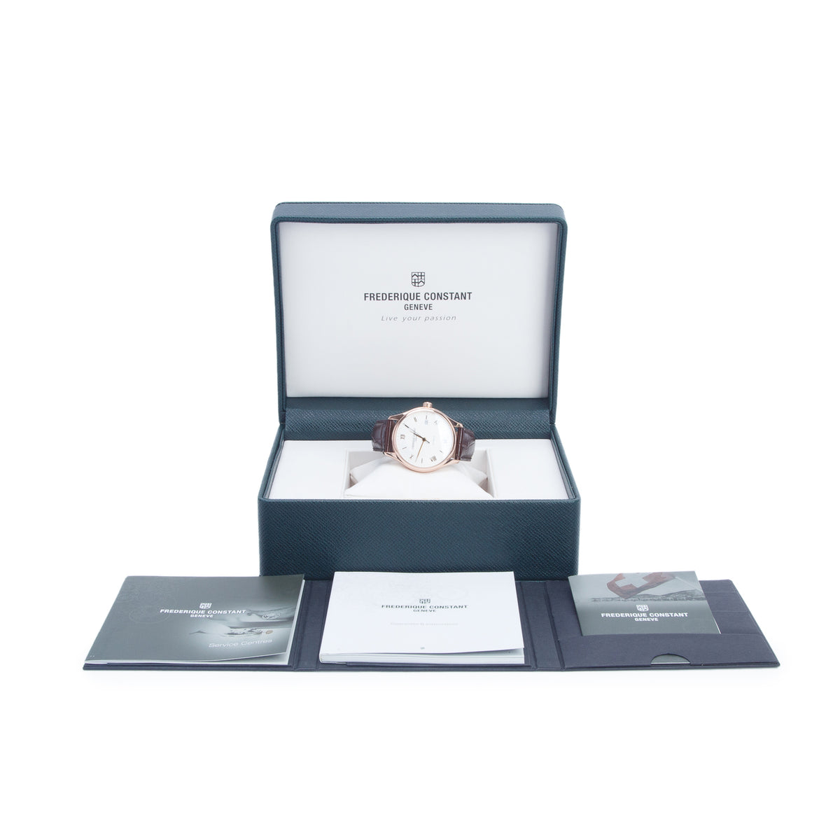 Frederique Constant Rose Gold Plated Stainless Steel Classic 40 MM Automatic Watch Silver Dial w/ Box & Papers