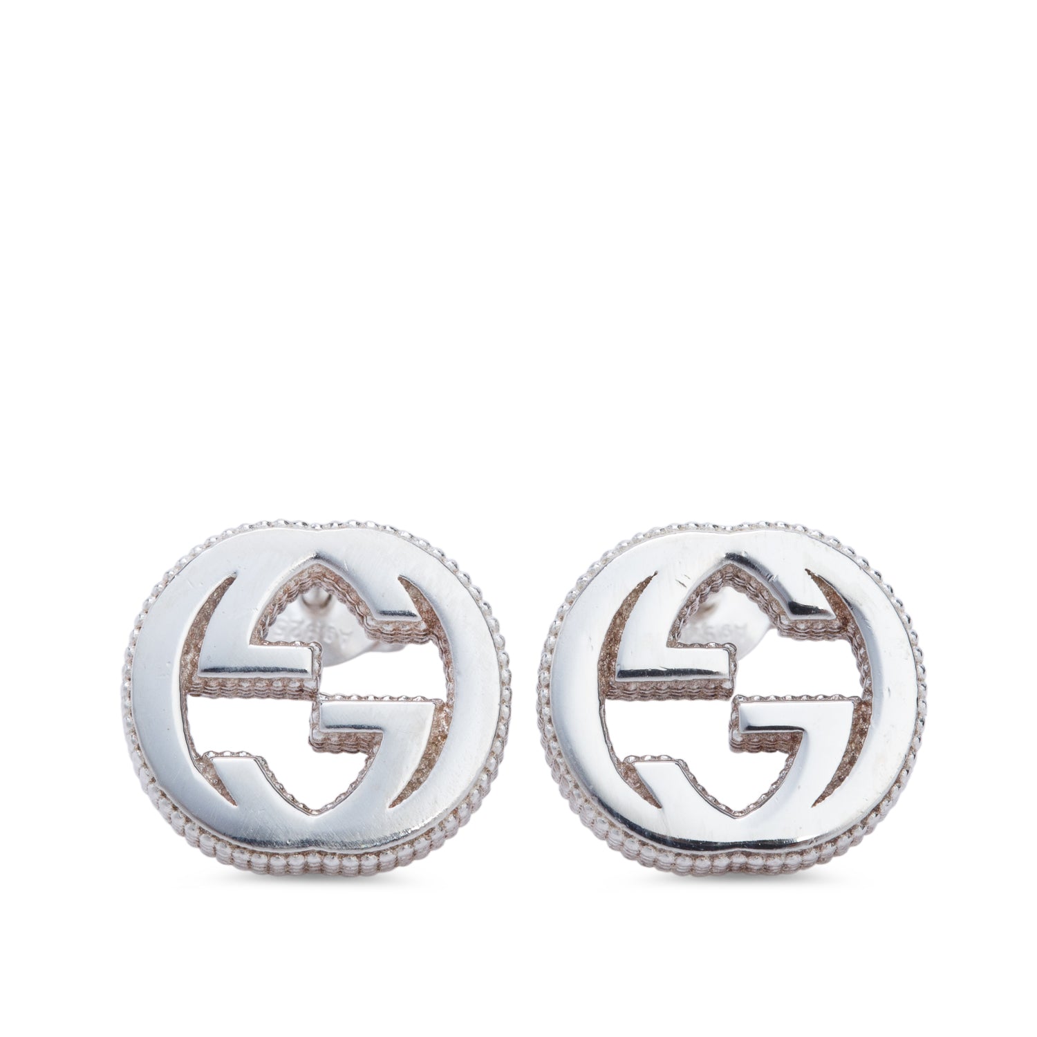 Gucci Sterling Silver Interlocking G Stud Earrings