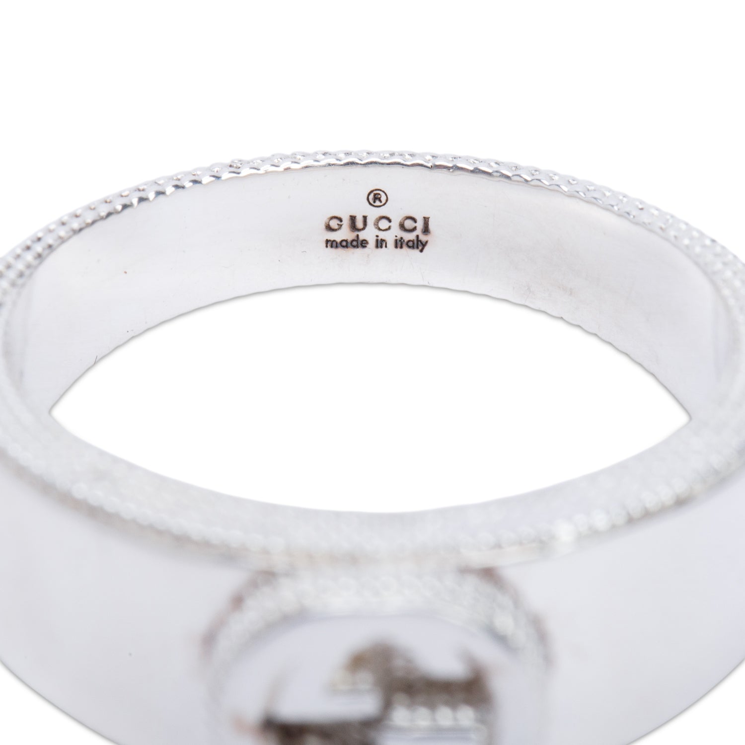 Gucci Sterling Silver Interlocking G Signet Ring, Size 21 9.5