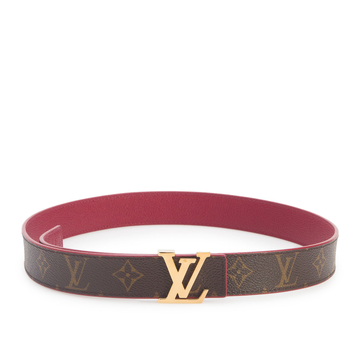 Louis Vuitton Red Leather Monogram 30mm LV Initials Reversible Belt 85 34 w/ Box