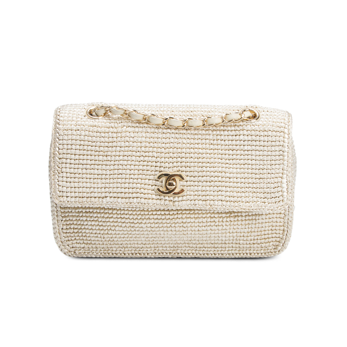 Chanel 2026 Raffia Gold Small Coco Beach Flap Bag w/ Box