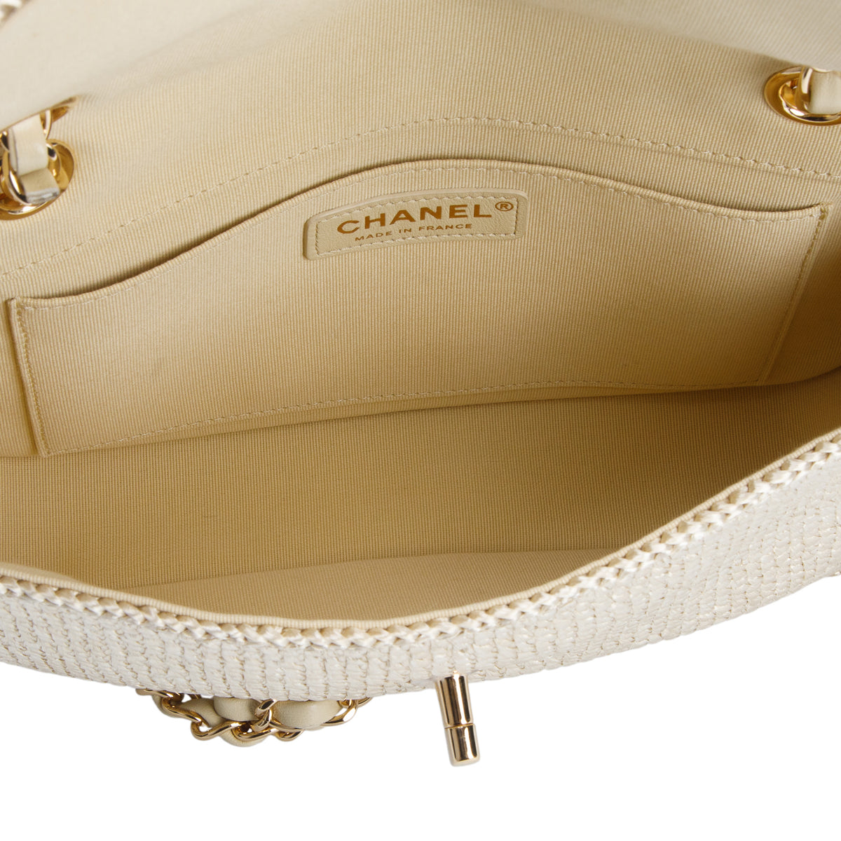 Chanel 2026 Raffia Gold Small Coco Beach Flap Bag w/ Box