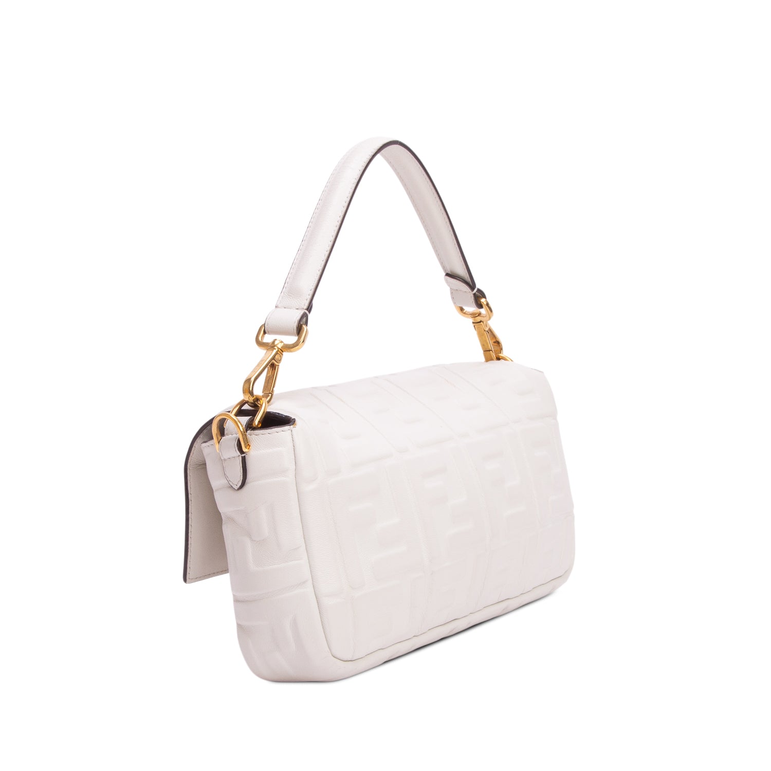 Fendi 2023 Grey Nappa FF 1974 Embossed Baguette w/ Box, Receipt & Straps