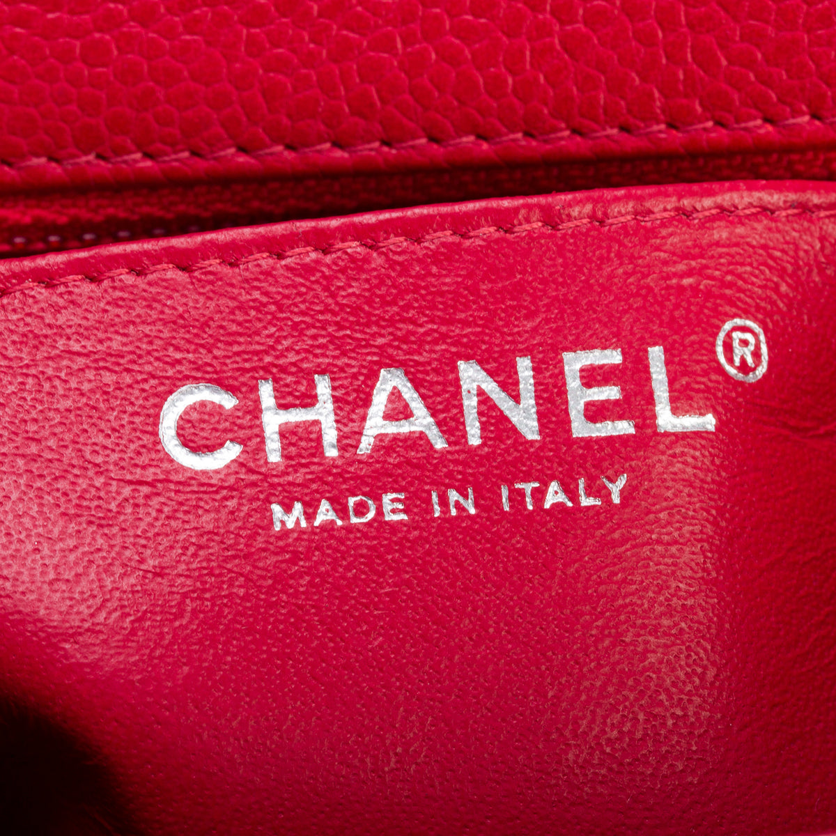 Chanel Red Quilted Caviar Leather Classic Square Mini Flap Bag w/ Box & Authenticity Card
