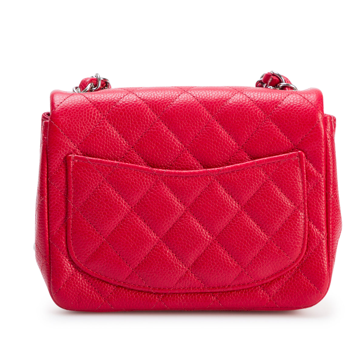 Chanel Red Quilted Caviar Leather Classic Square Mini Flap Bag w/ Box & Authenticity Card