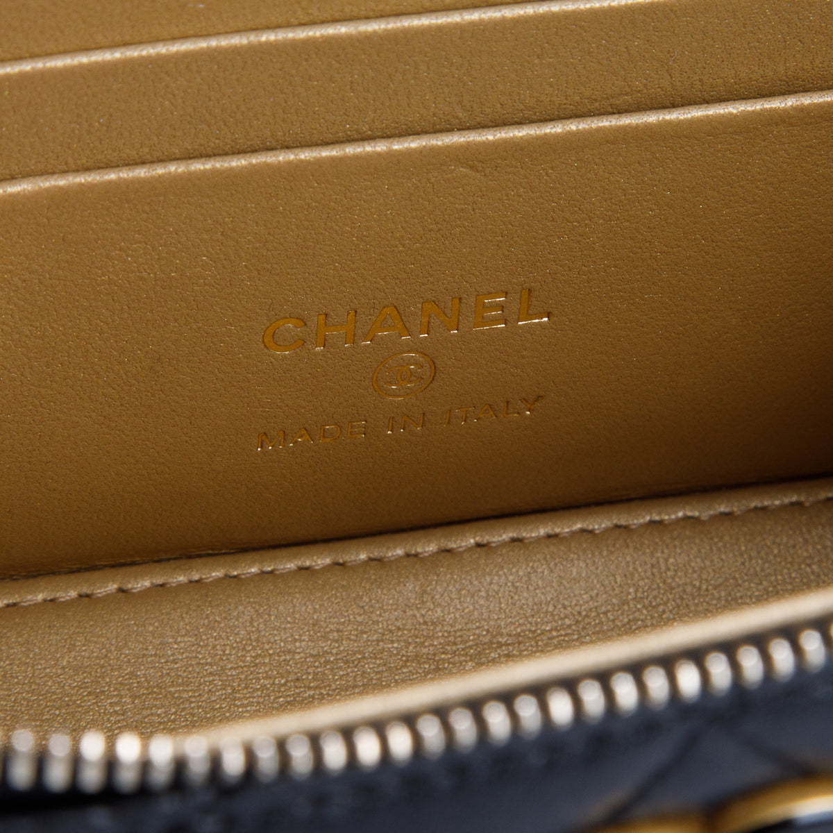 Chanel Black Lambskin Quilted Enamel Small Vanity Case w/ Box