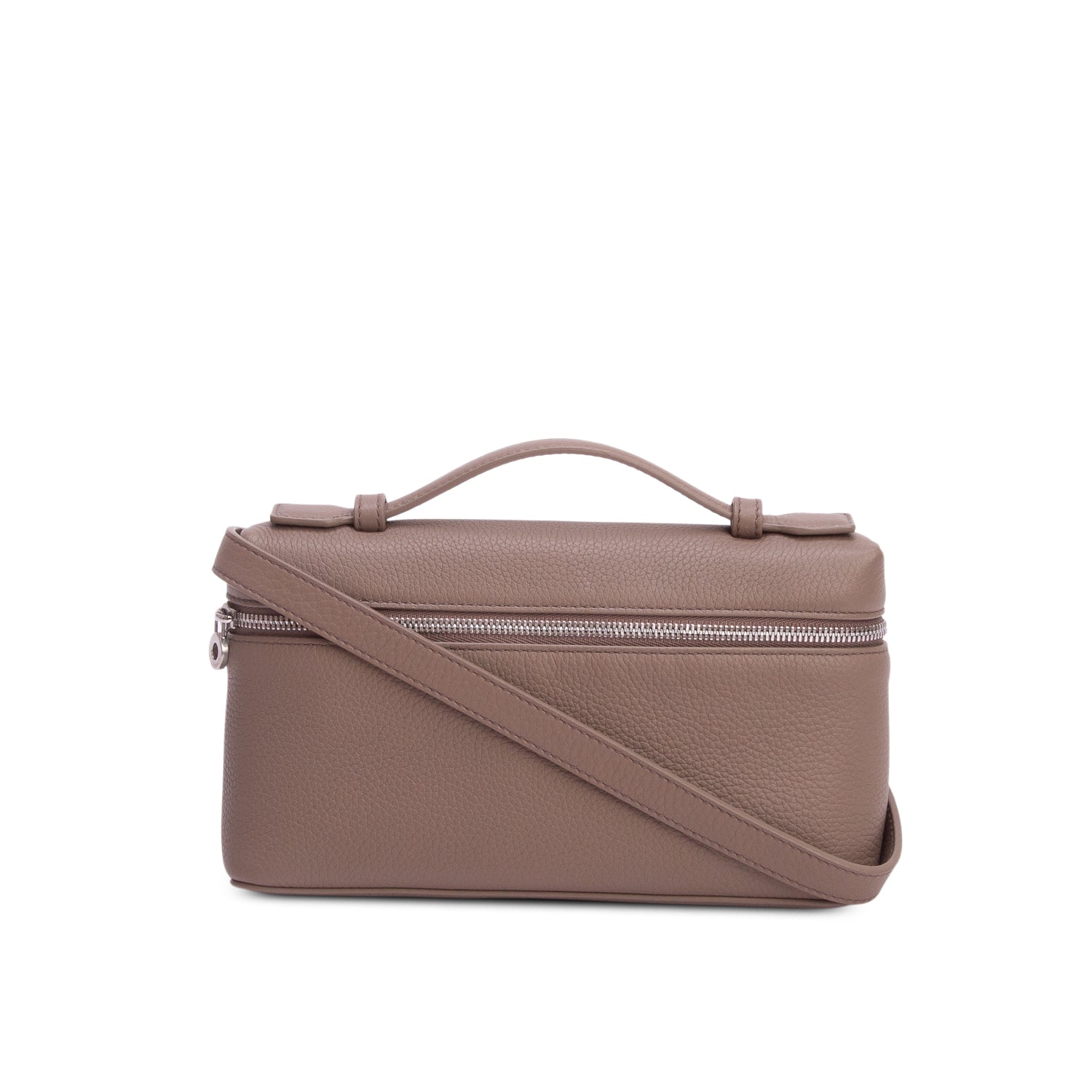 Loro Piana 2025 Taupe Grained Calfskin Leather Extra Pocket L19 Pouch w/ Box, Strap & Receipt