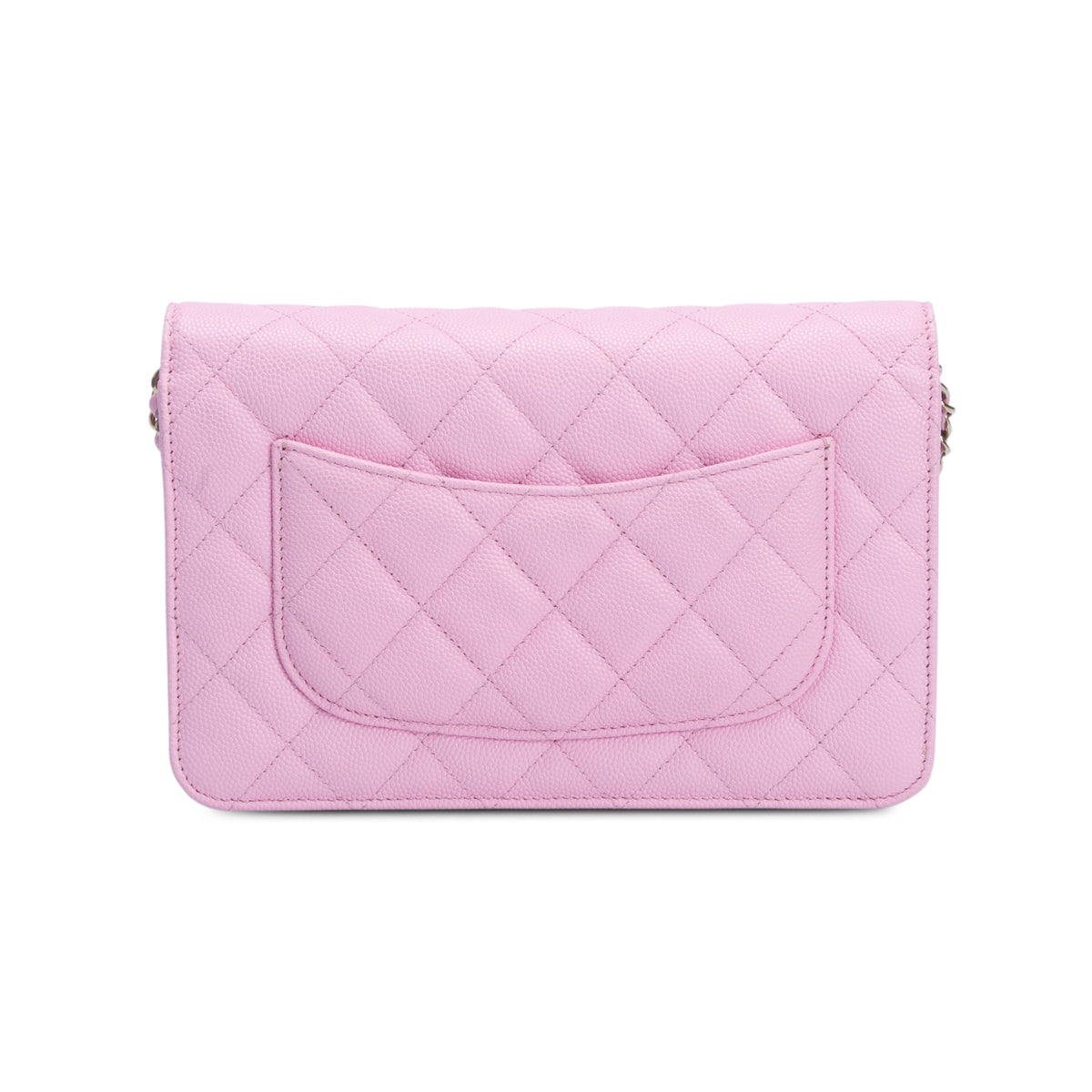Chanel 2023 Pink Caviar Quilted Classic Wallet on Chain w/ Box