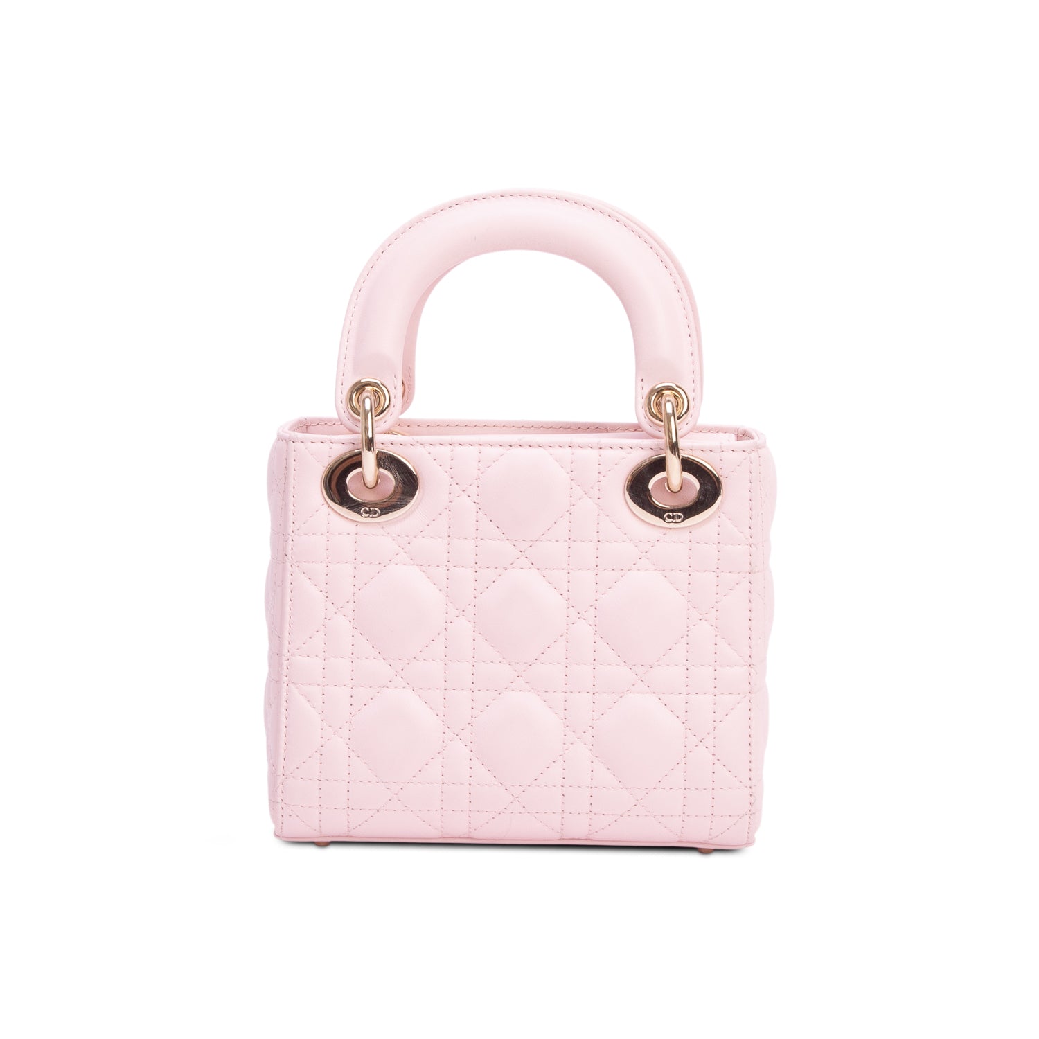 Christian Dior 2026 Pink Lambskin Cannage Mini Lady Dior Bag w/ Box, Receipt, Authenticity Card & Strap
