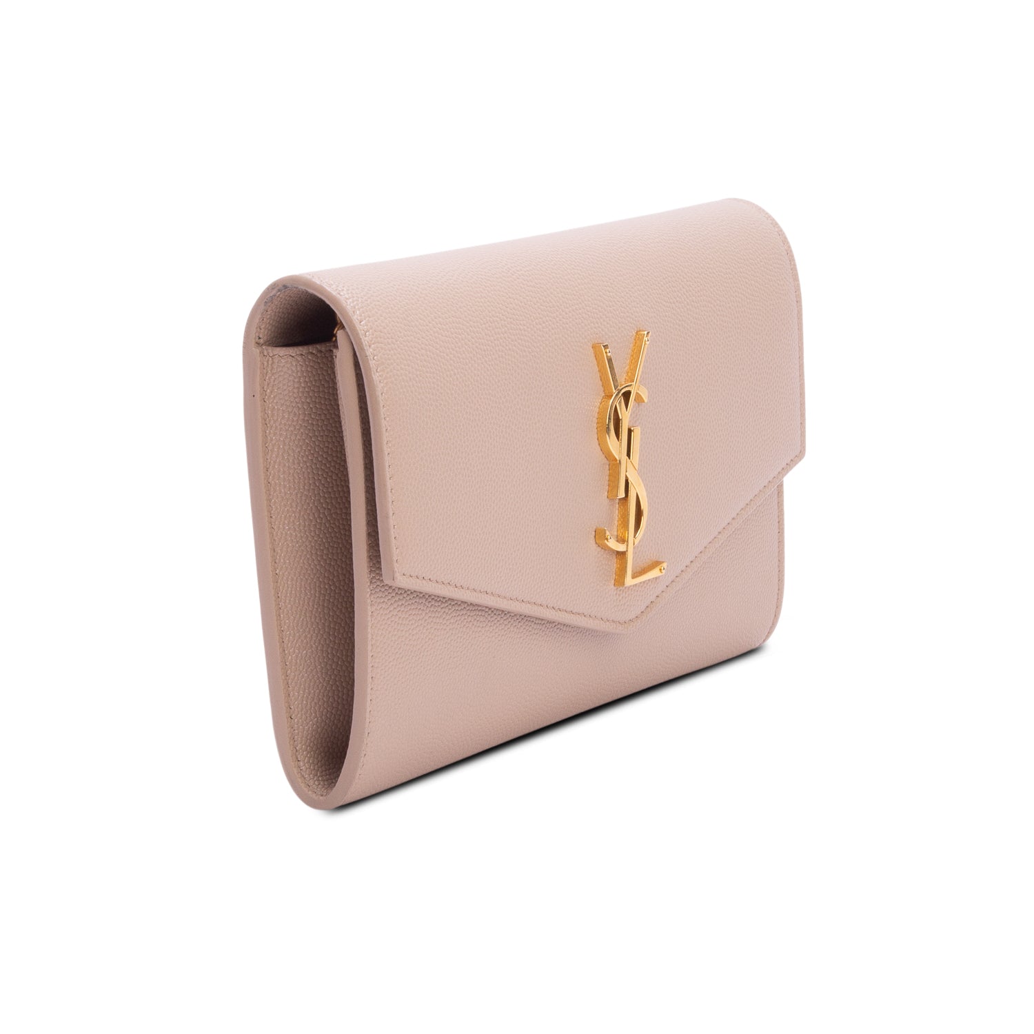 Saint Laurent 2020 Brown Grain De Poudre Monogram Uptown Chain Wallet w/ Box