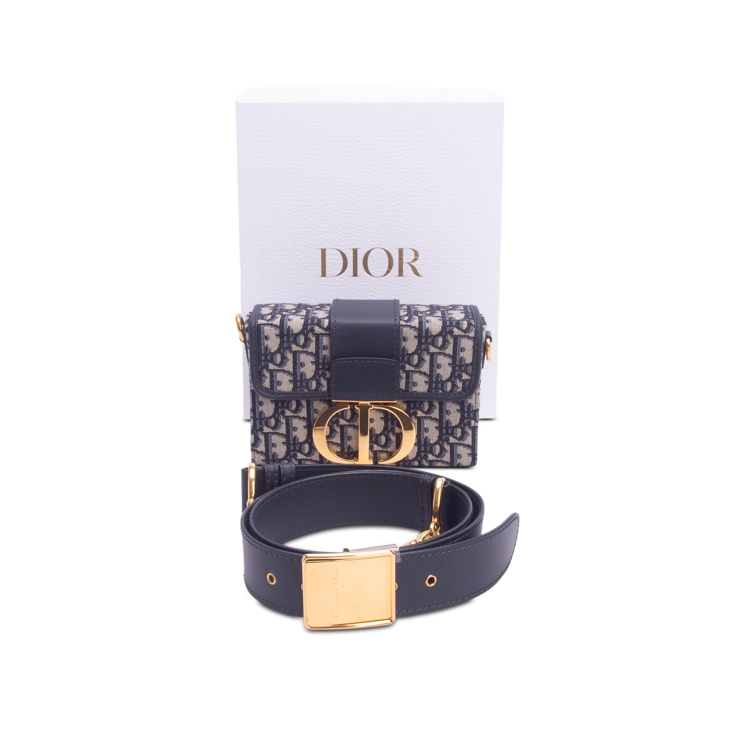 Christian Dior Blue Oblique 30 Montaigne Box Bag w/ Box