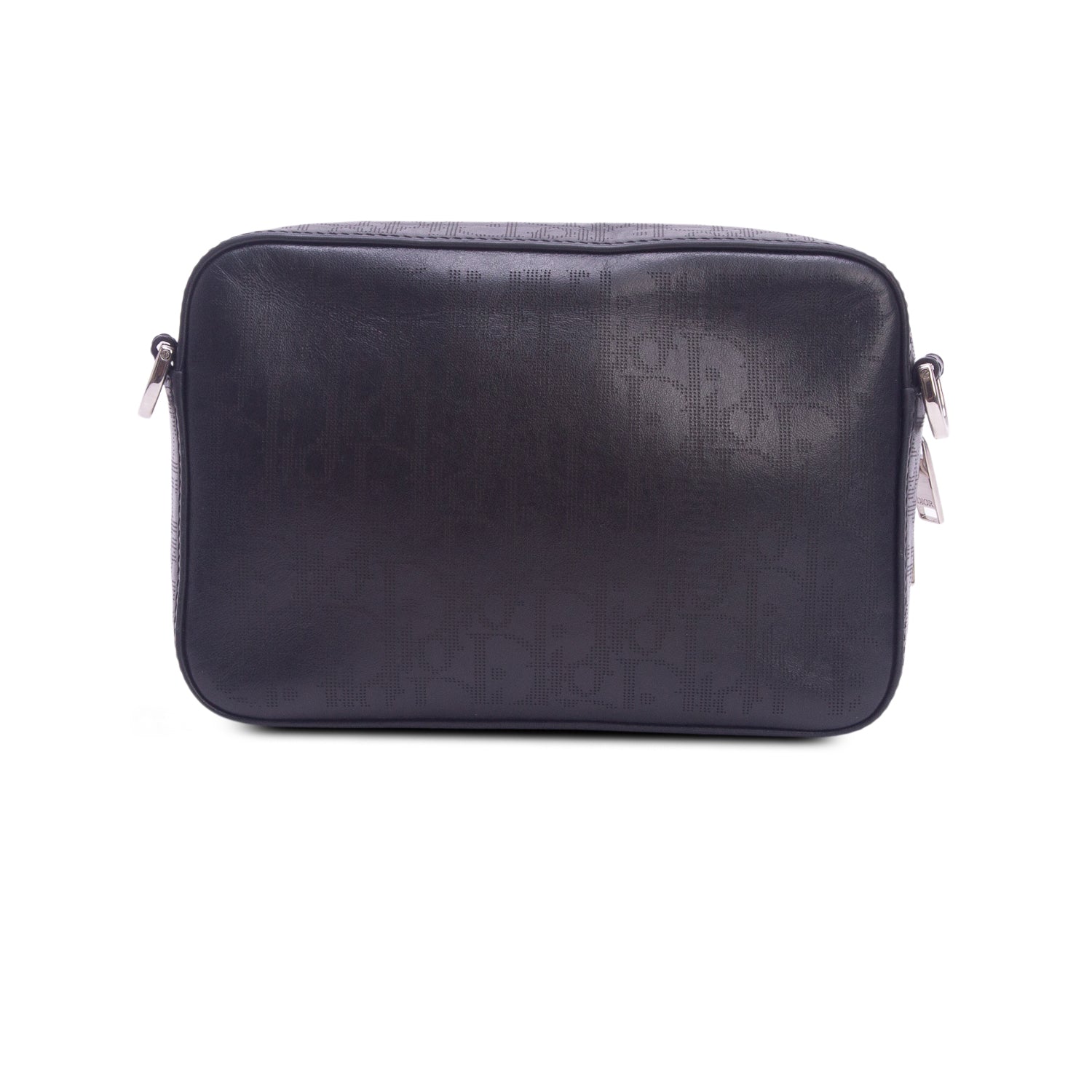 Christian Dior 2021 Black Calfskin Perforated Oblique Galaxy Safari Messenger Bag w/ Box & Strap