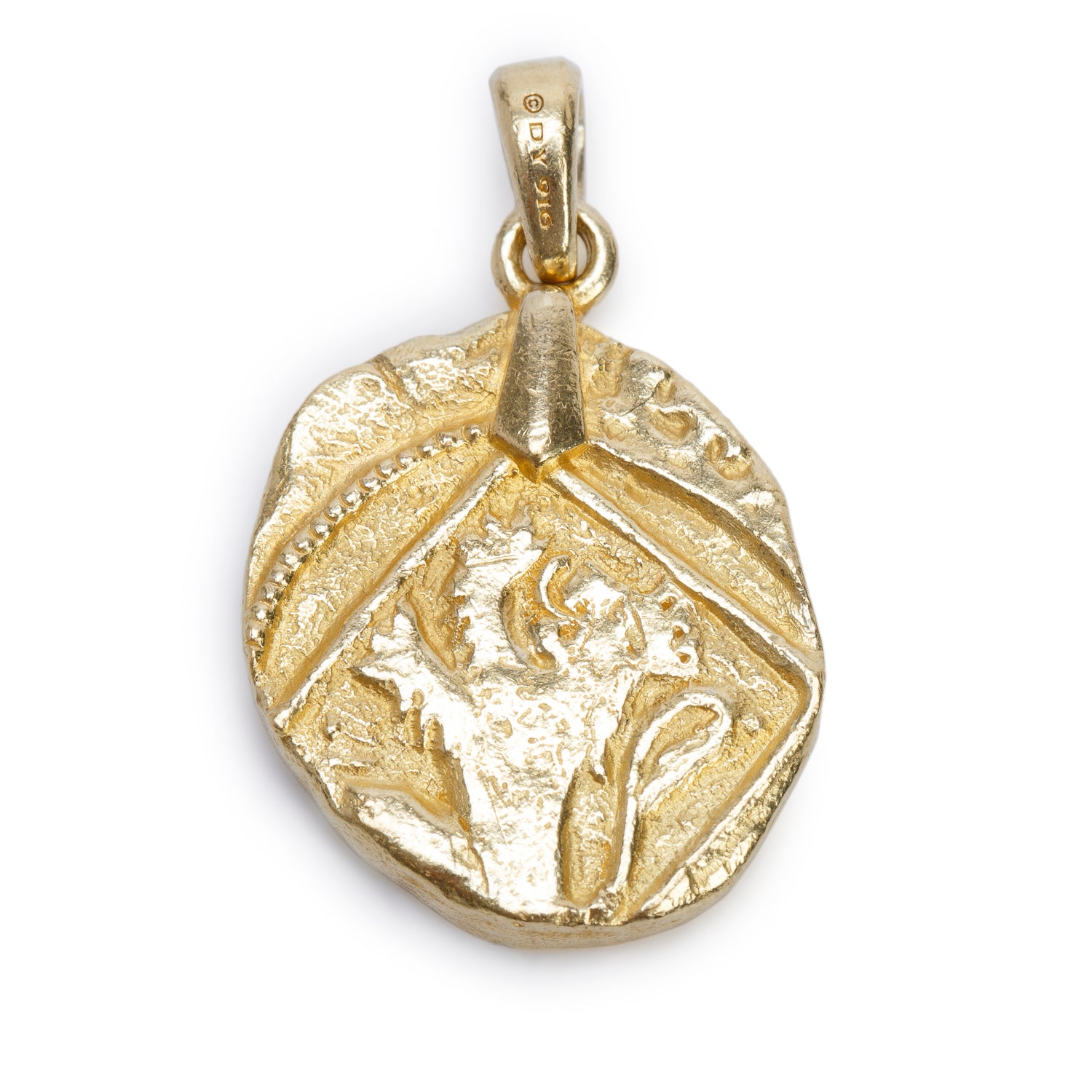 David Yurman 22k Yellow Gold Shipwreck Coin Amulet Pendant w/ Box