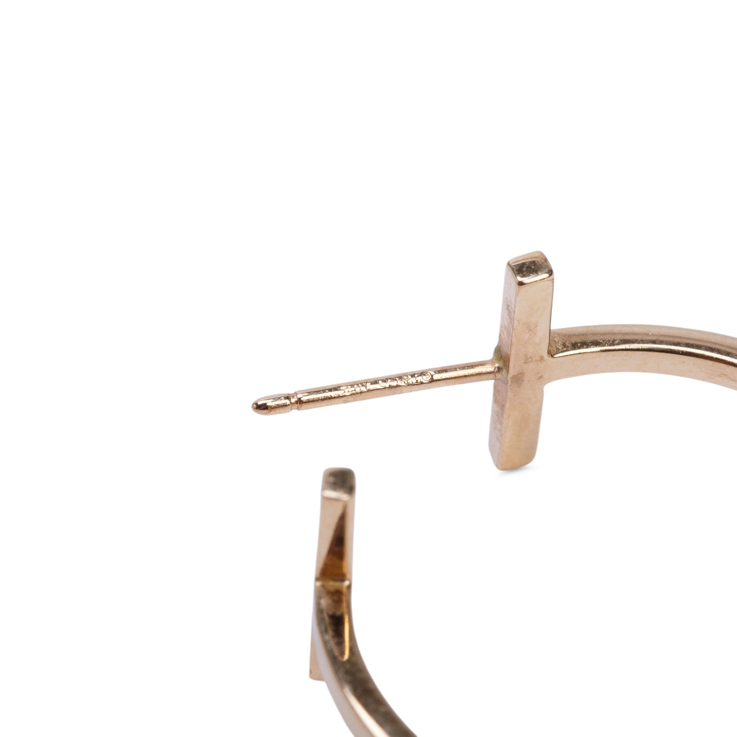 Tiffany & Co. 18k Rose Gold Medium T Wire Hoop Earrings w/ Box