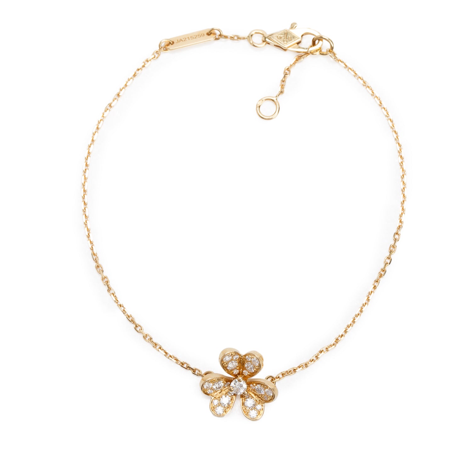 Van Cleef & Arpels 2021 18k Yellow Gold Diamond Frivole Bracelet, Mini Model w/ Pouch & Certificate