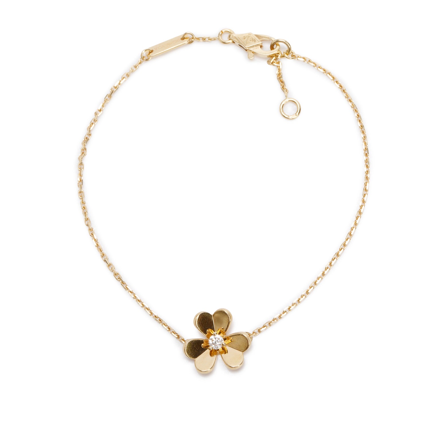 Van Cleef & Arpels 2021 18k Yellow Gold Frivole Diamond Bracelet, Mini Model w/ Pouch & Certificate