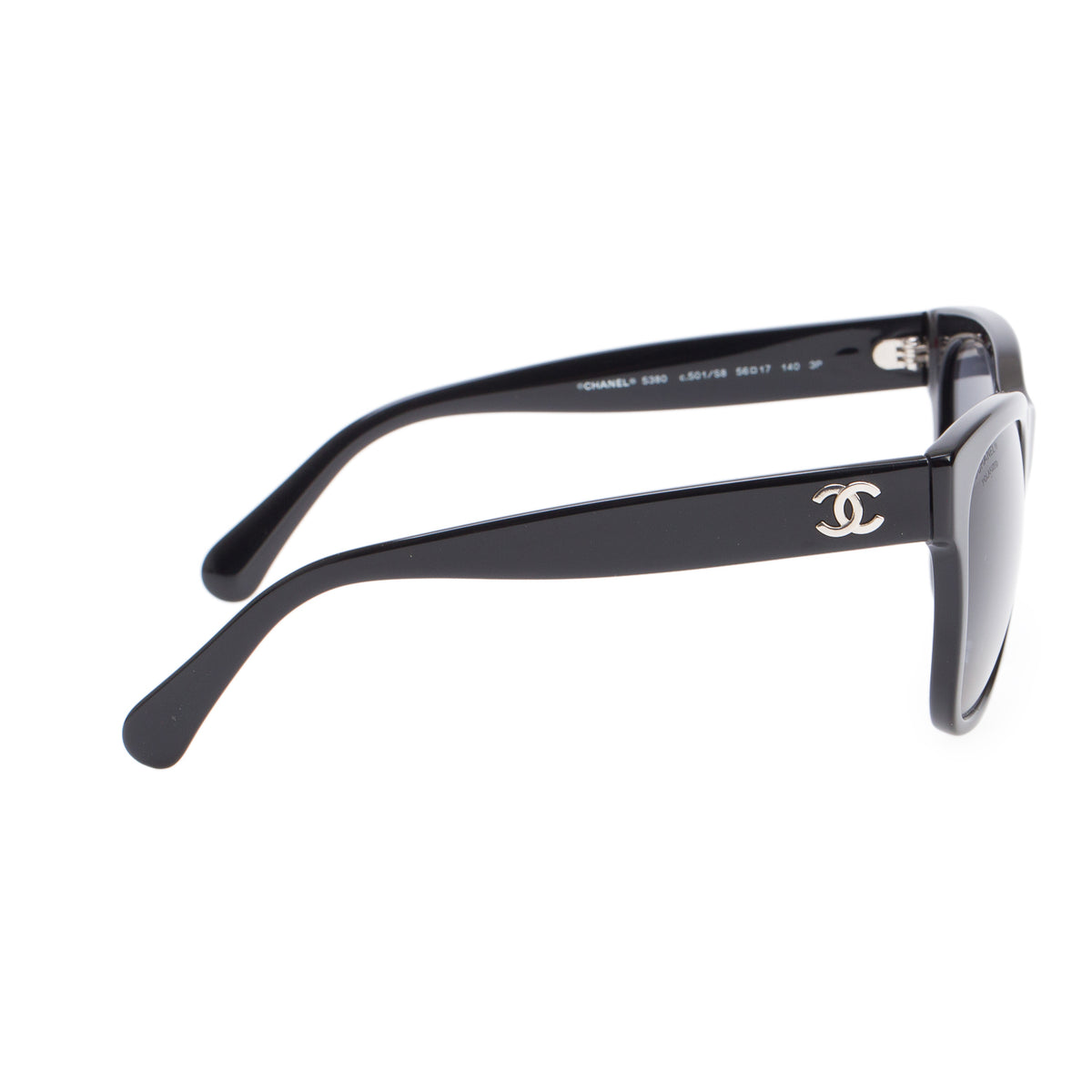 Chanel 5380 Black Acetate CC Logo Square Sunglasses w/ Case