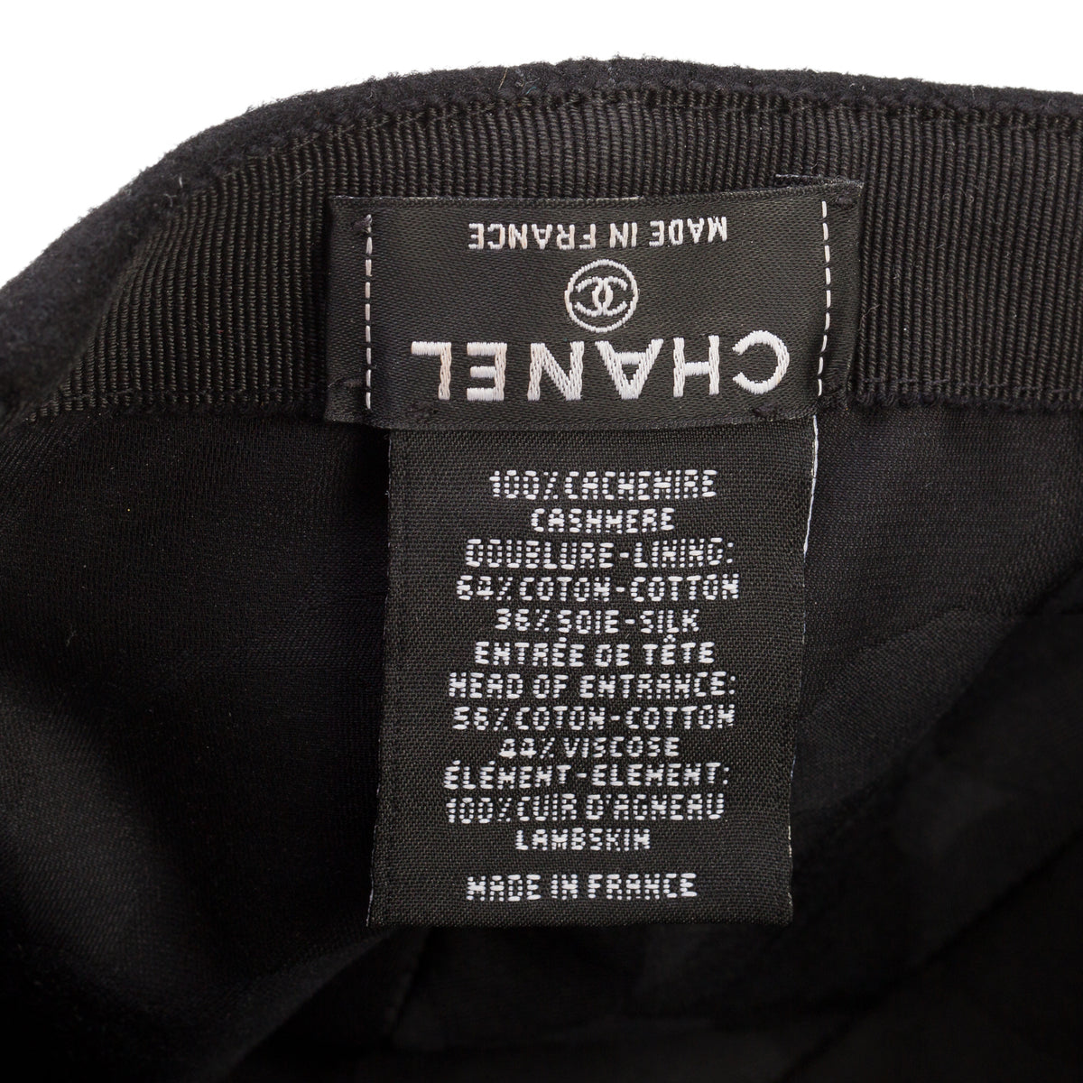 Chanel Black Cashmere CC Baseball Cap